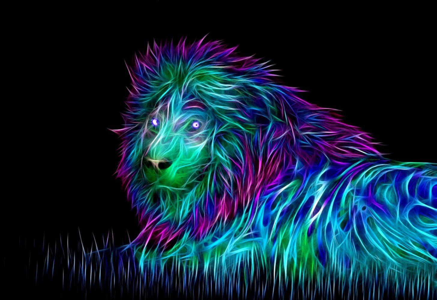 1456x999 3D Lion Art HD Wallpaper
