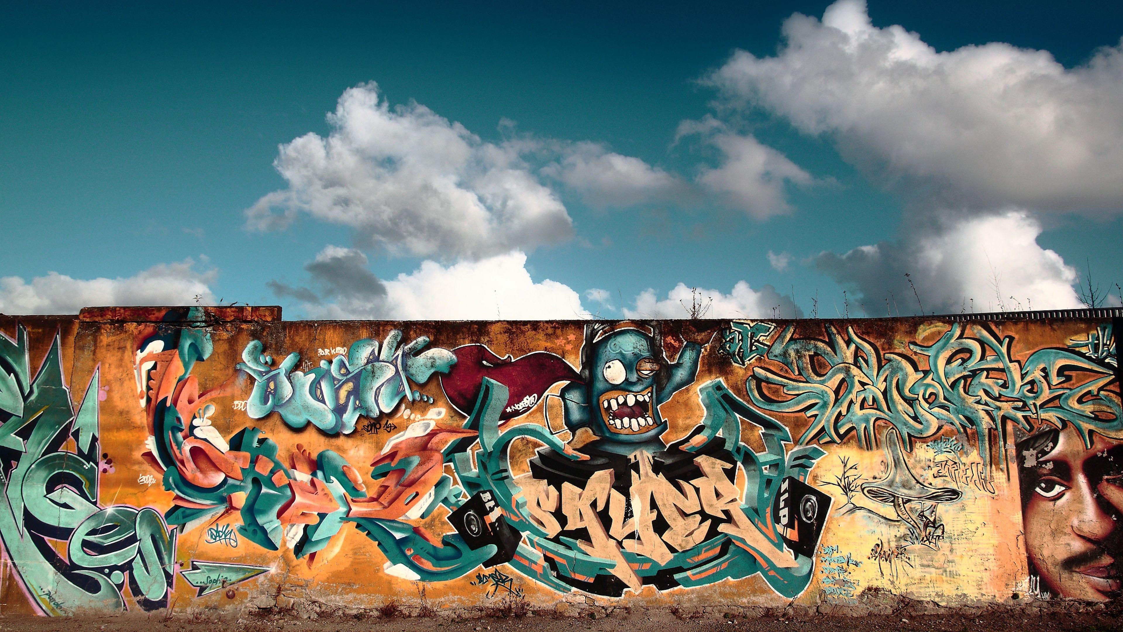 3840x2160 Graffiti Wallpaper City Colorful Full HD Wall