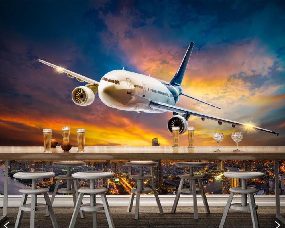 1000x800 US $30.0. Papel De Pared Airplane Passenger Airplane Flight Aviation Wallpaper, Living Room Sofa TV Wall Bedroom Wall Papers Home Decor In Wallpaper