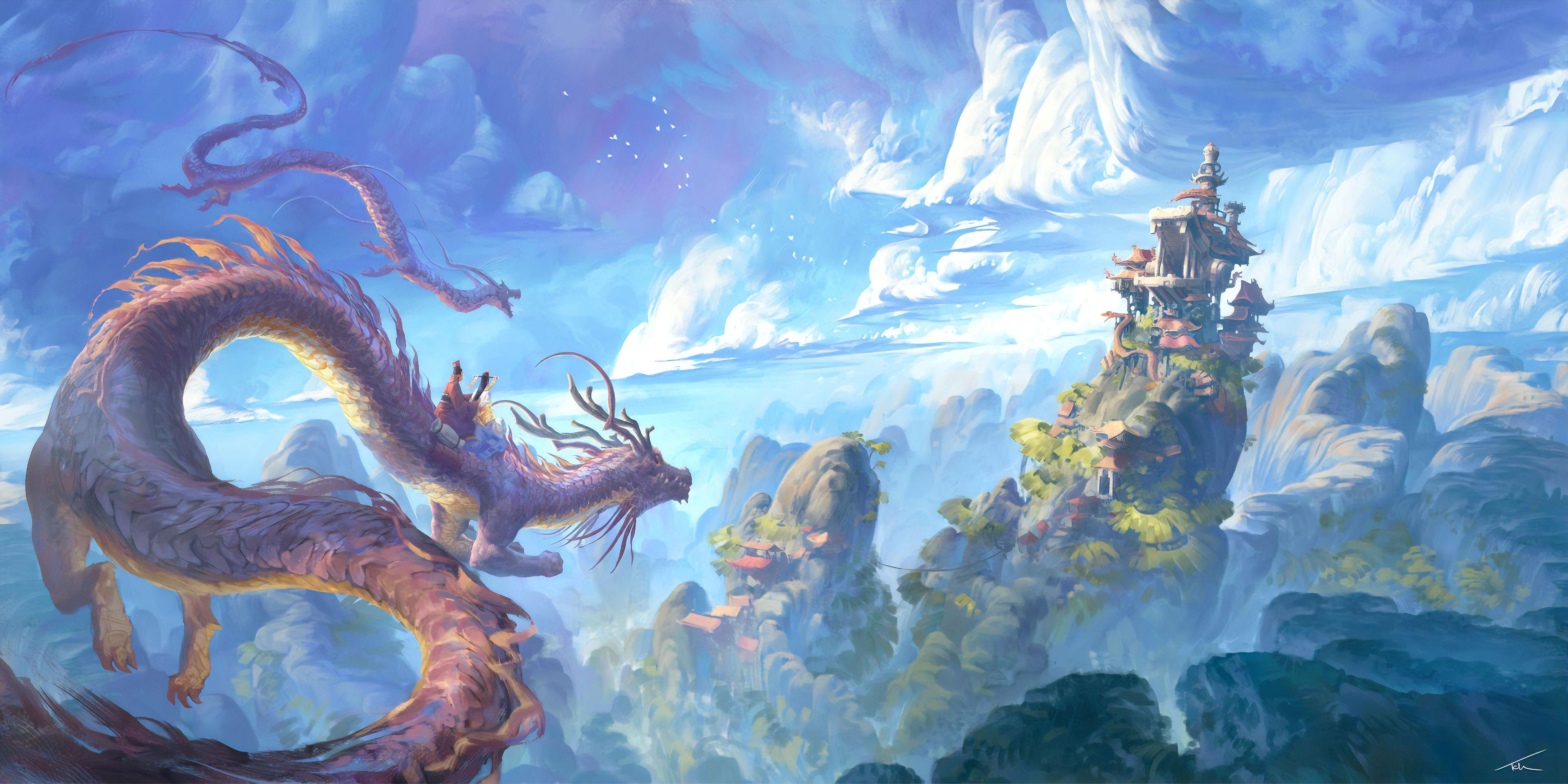 3840x1922 In Dragons Land 4k, HD Artist, 4k Wallpaper, Image