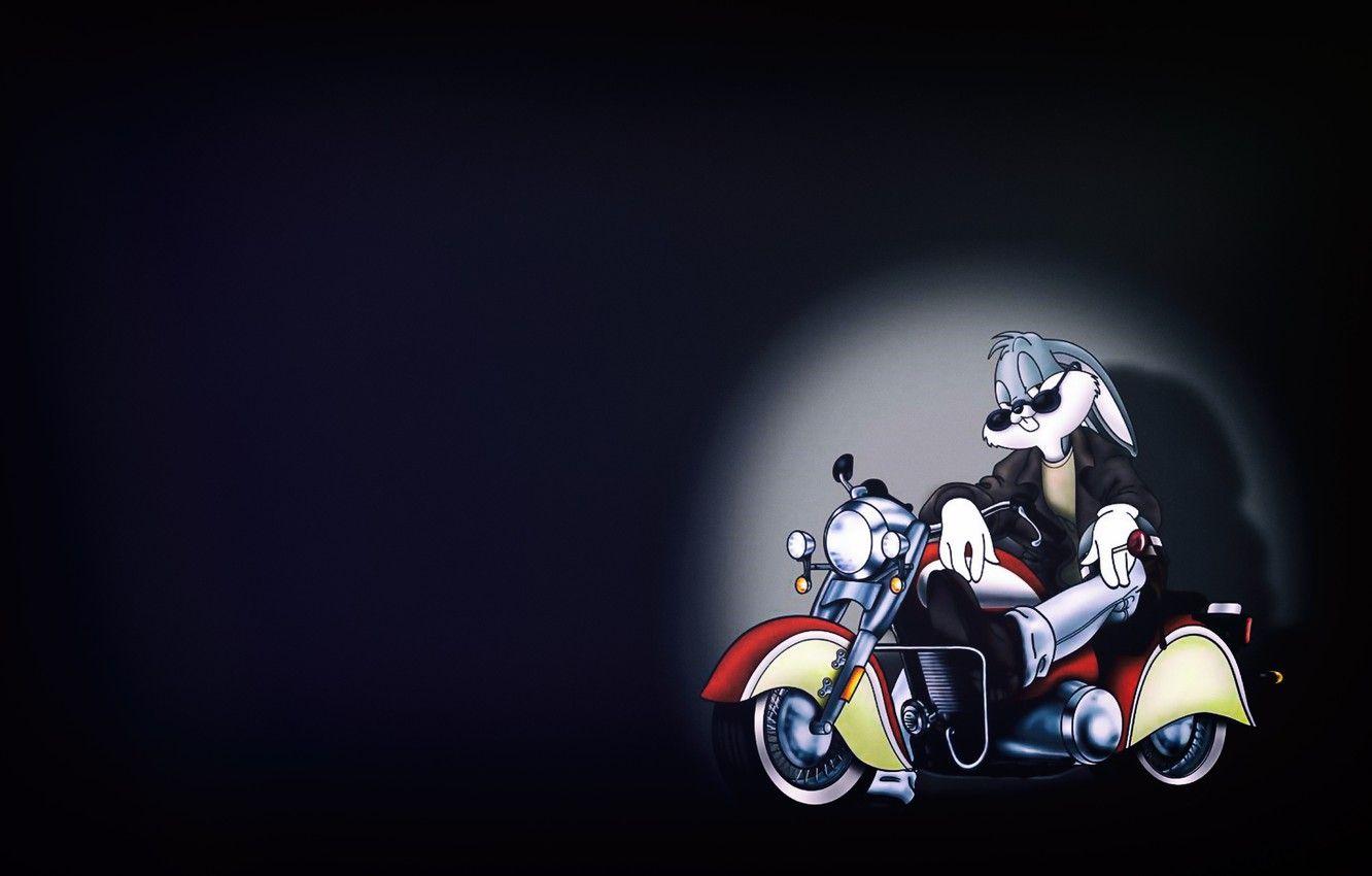 1332x850 Wallpaper Rabbit, Motorcycle, Cartoon, Looney Tunes, Bugs