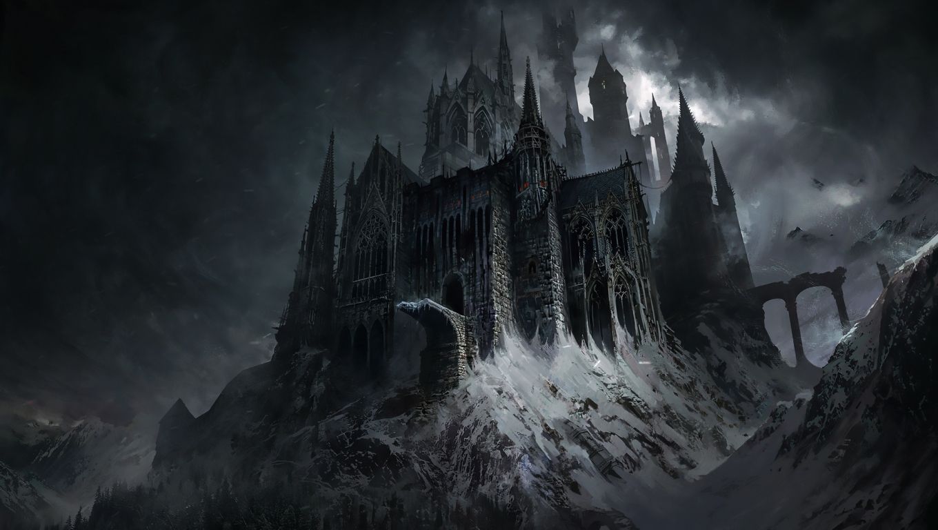 1360x768 Resolution Evil Castle Dark Fantasy Desktop Laptop HD Wallpaper