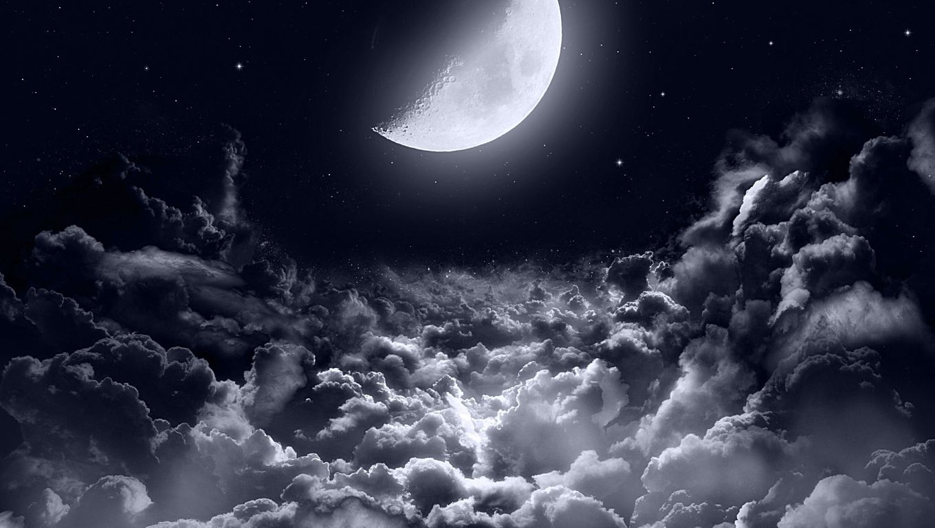 1360x768 Resolution Half Moon Dark