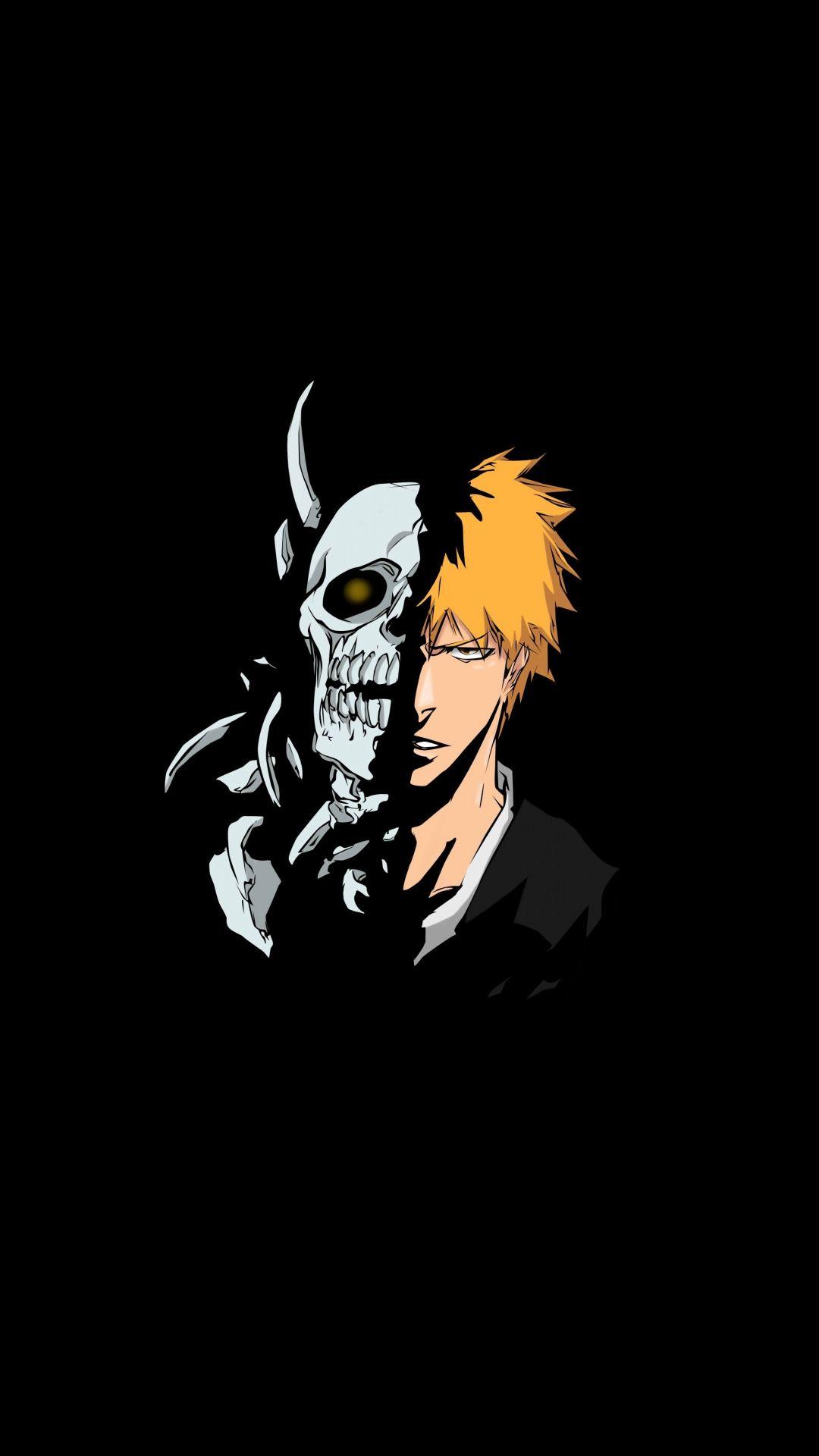 1080x1920 Bleach, Ichigo Kurosaki, skull, anime, minimal, 1080x1920 wallpaper. Bleach anime ichigo, Bleach anime, Bleach anime art