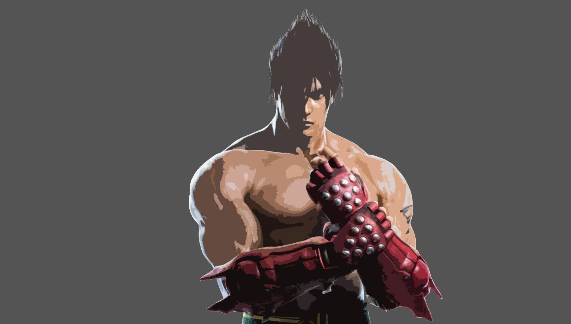 1900x1080 Topless man illustration, Tekken, Jin Kazama, simple
