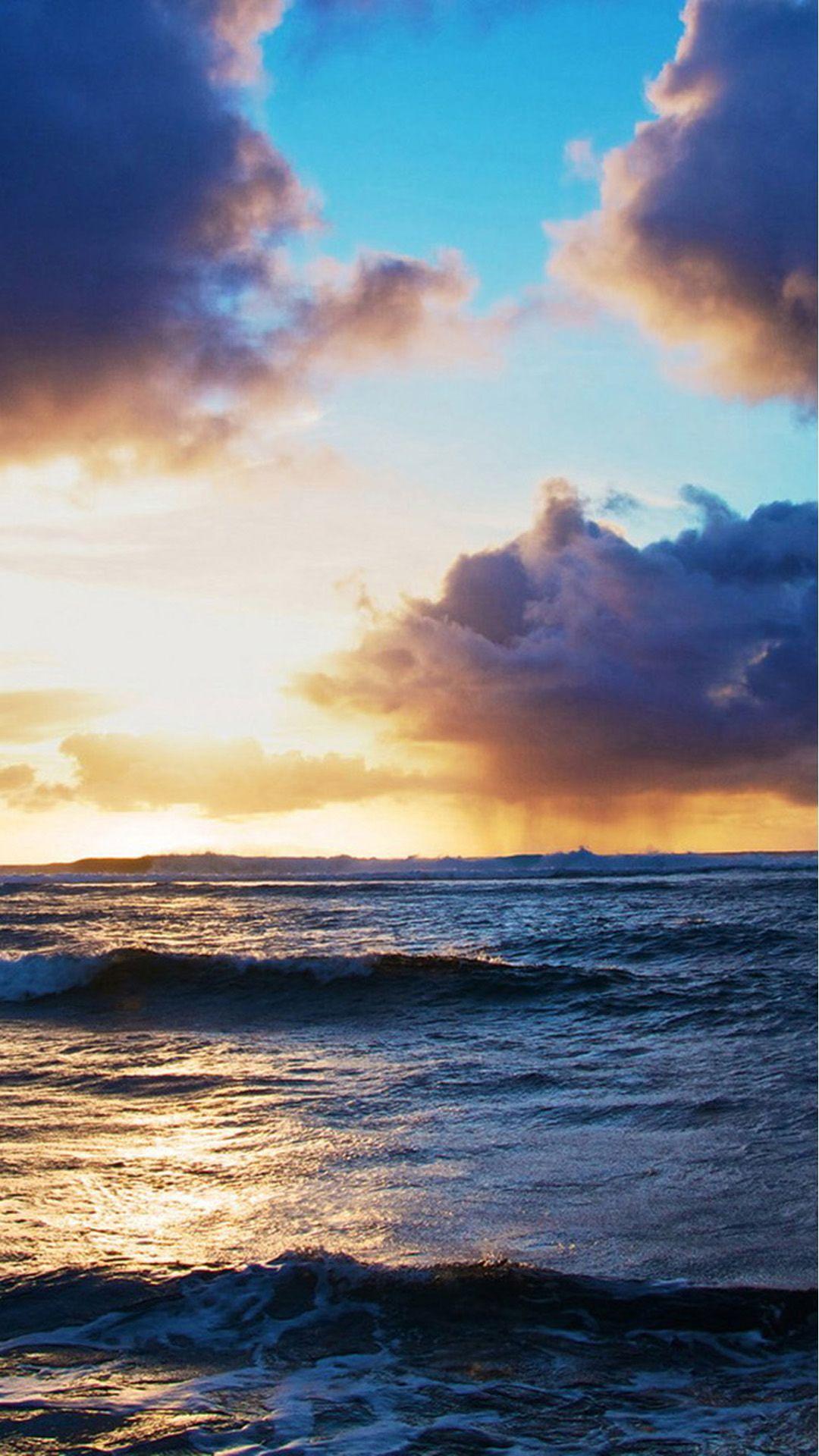 1080x1920 Ocean Beach Surging Wave Cloudy Sunny Skyscape iPhone 6 Wallpaper Download. iPhone Wallpaper. Wallpaper iphone summer, Beach phone wallpaper, iPhone 5s wallpaper
