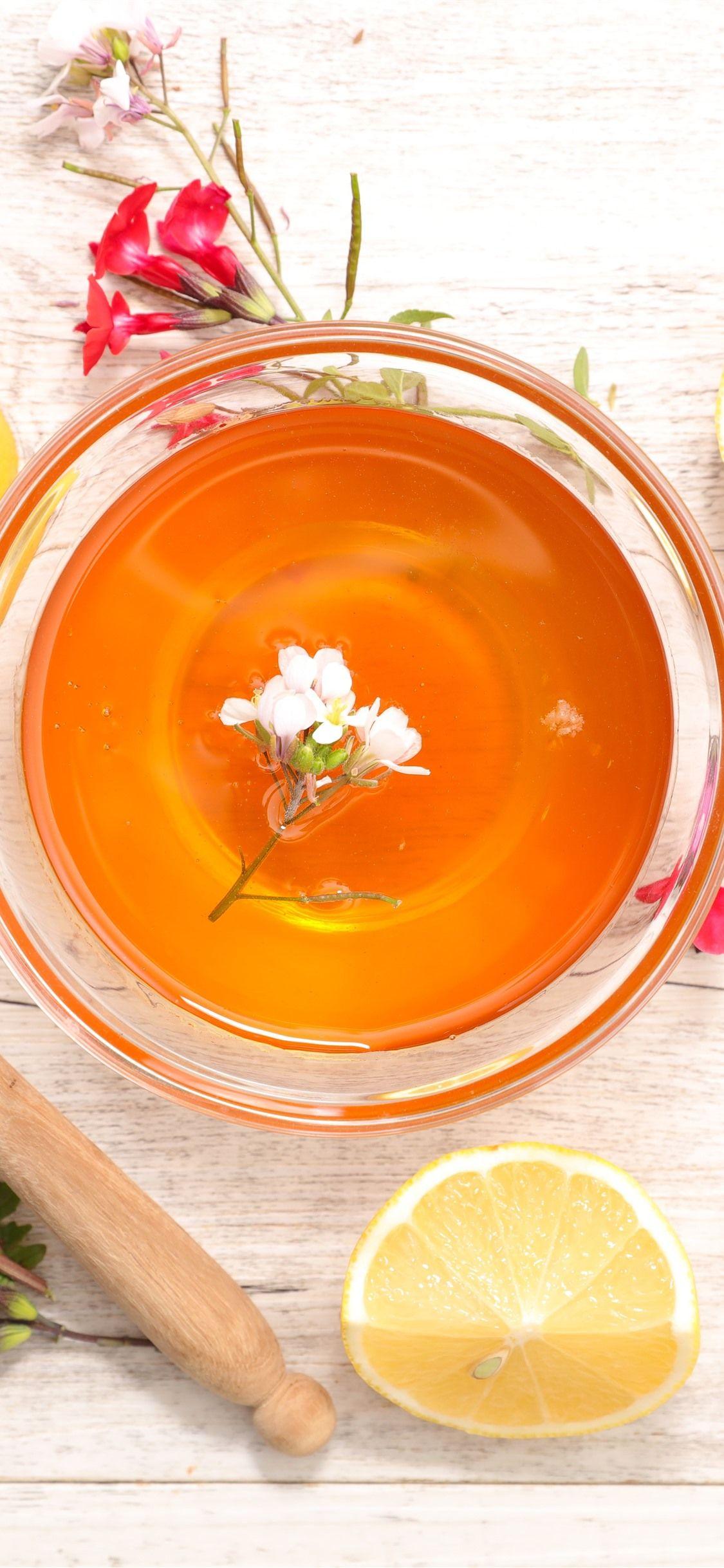 1125x2436 Tea, flowers, lemon, honey 1242x2688 iPhone XS Max wallpaper