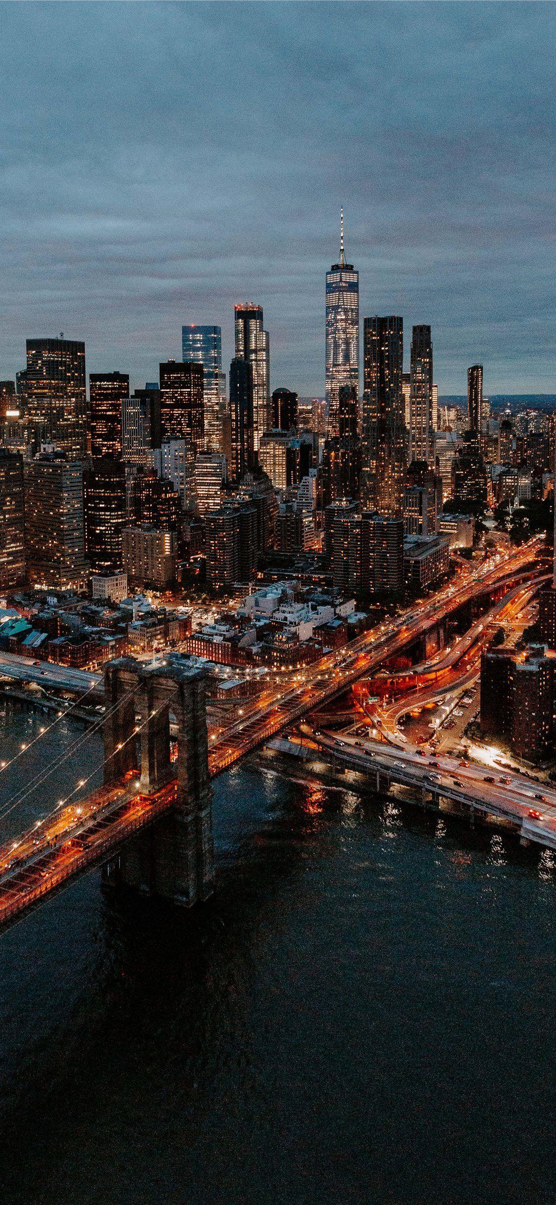 1125x2436 aerial photography of buildings and bridge iPhone 11