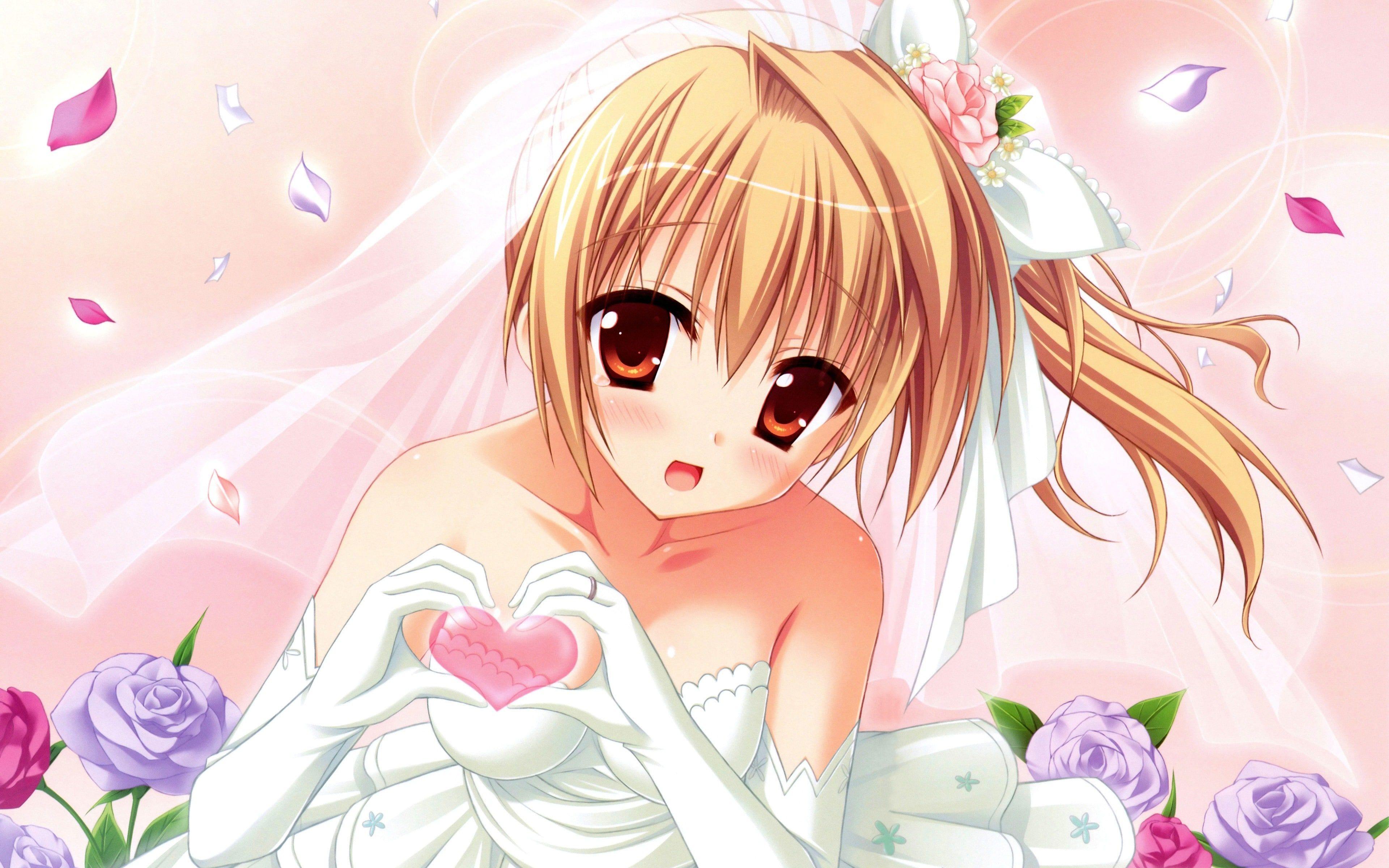 3840x2400 Cute Manga Girl Wedding Dress 4k Wallpaper and Free Stock