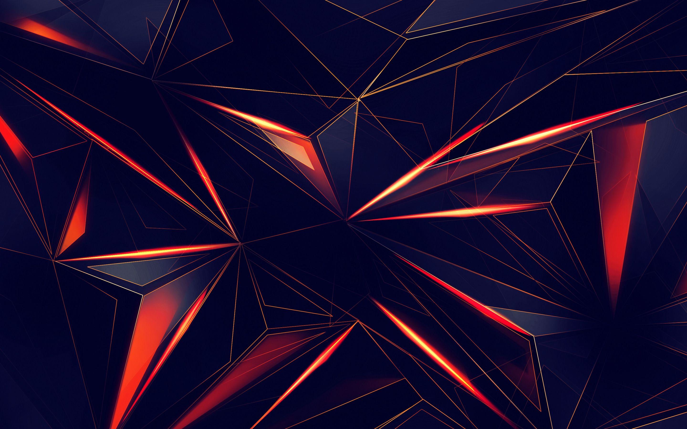 2880x1800 Download wallpaper dark abstract background, neon lines