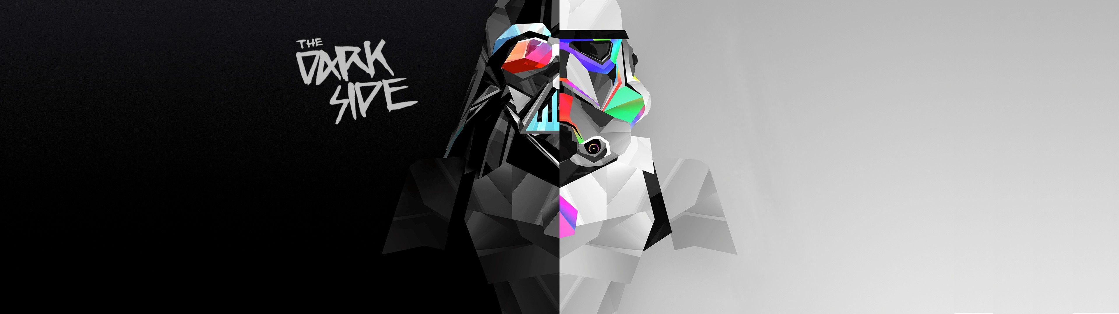 3840x1080 stormtrooper, Darth Vader, Multiple display, Dual monitors