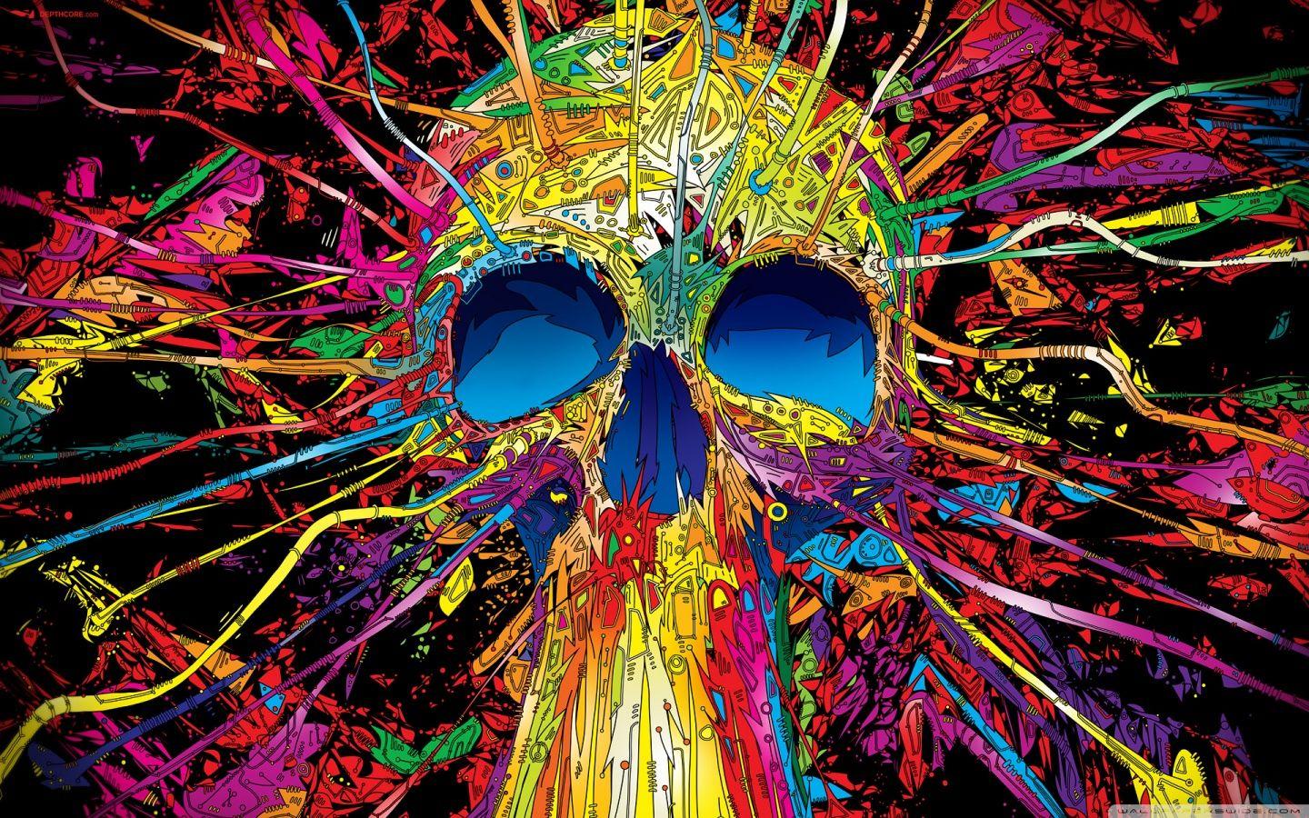 Wallpaper abstract, 3D, colorful, skull, 8k, Abstract #21287