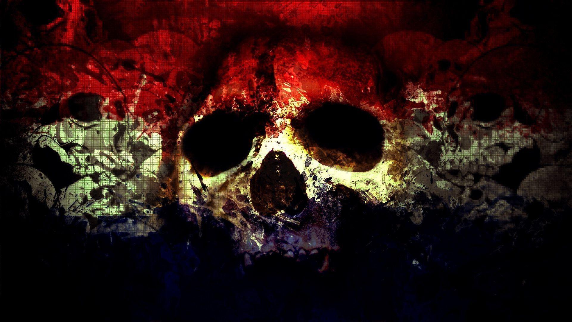 1920x1080 Red Flaming Skull hình nền