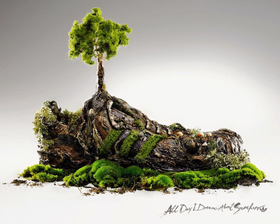 1080x864 Green tree figurine digital art adidas sneakers