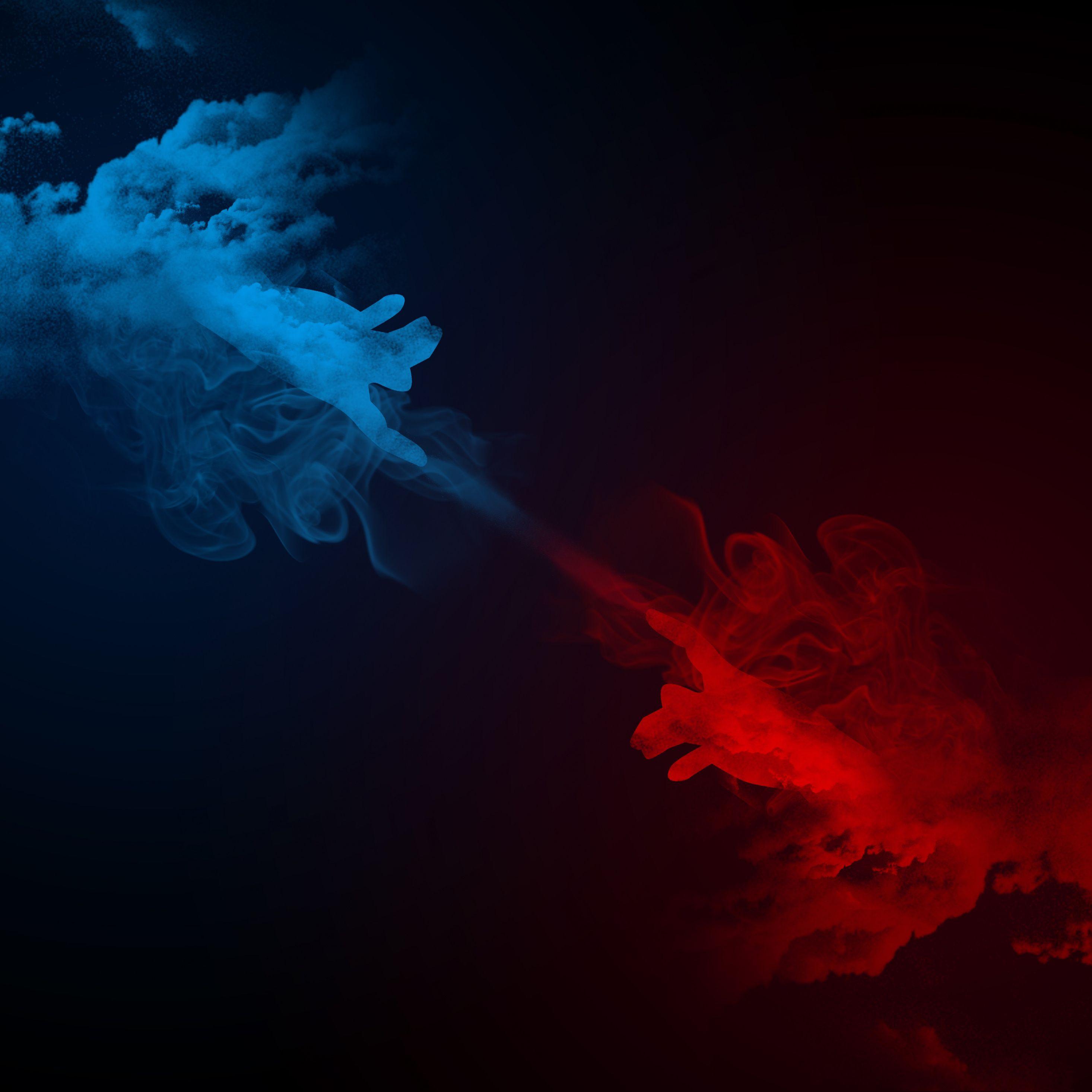 2932x2932 Download 2932x2932 wallpaper smoke, hands, digital art