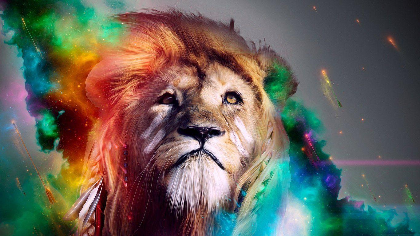 1366x768 Lion Abstract Wallpaper