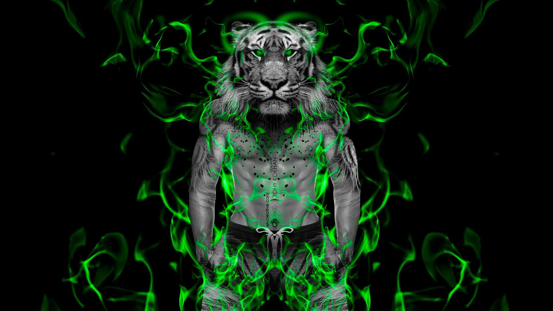 1920x1080 Neon Tiger Wallpaper