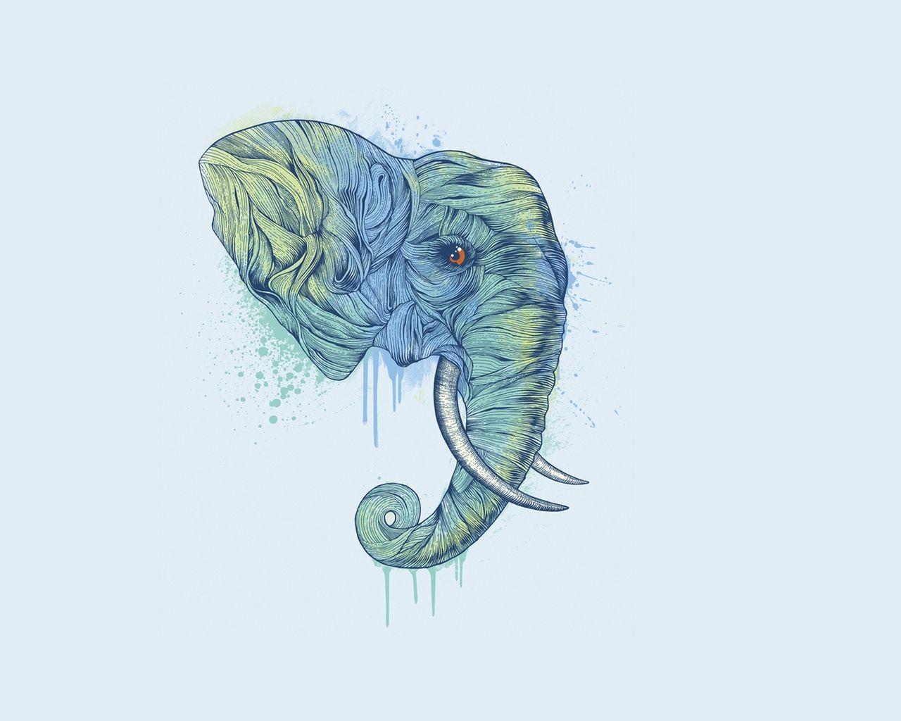 1280x1024 Download wallpaper 1280x1024 head, trunk, elephant, abstract