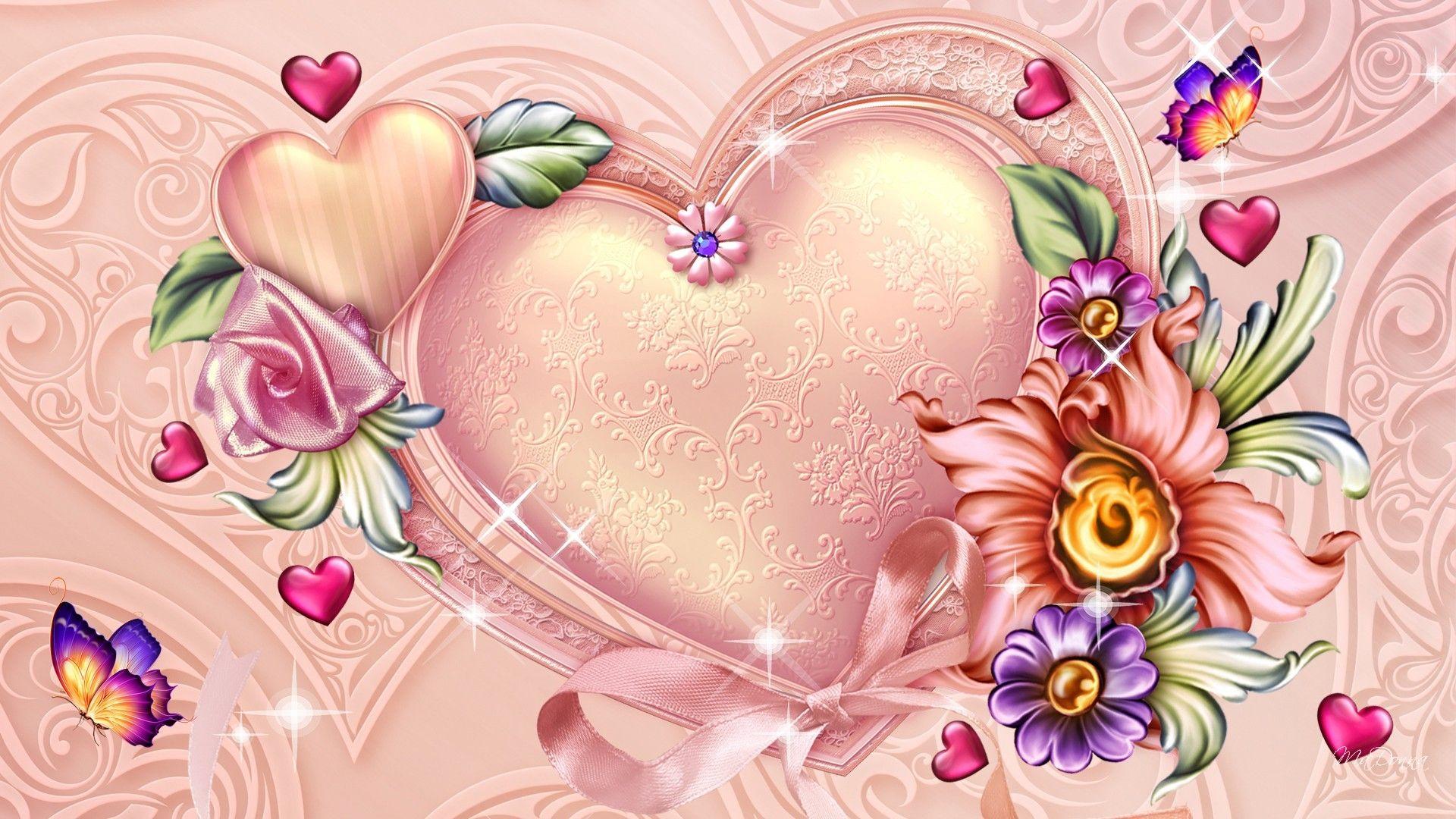 1920x1080 Flower Pink Valentines Papillon Abstract Flowers Floral
