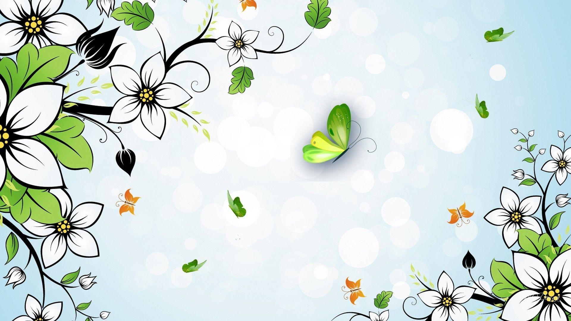 1920x1080 Summer White Flowers Wallpaper Abstract Blue