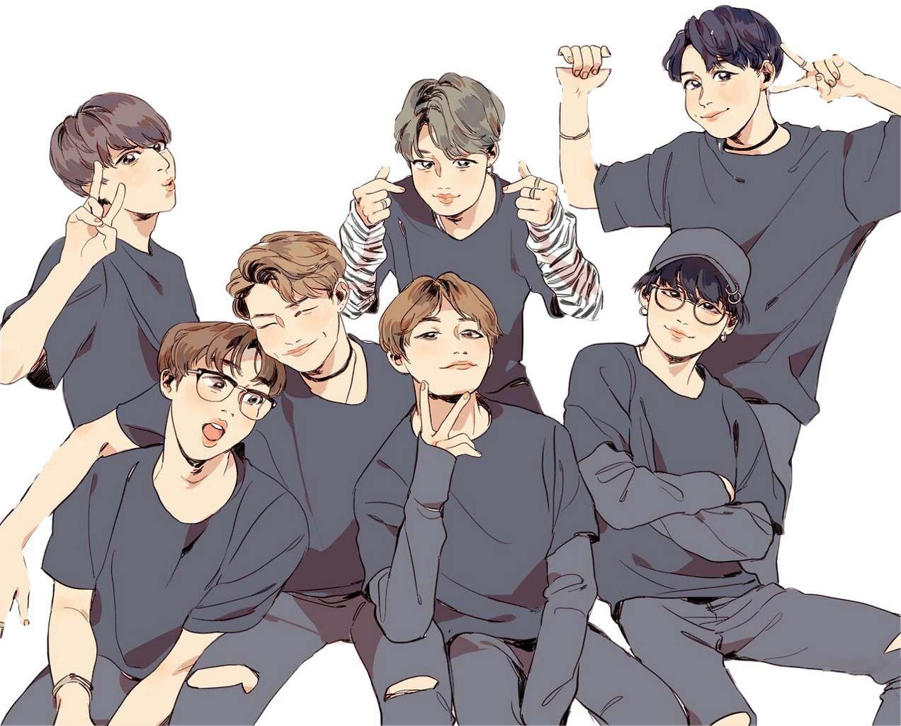 Bts Cute Anime Wallpapers Top Free Bts Cute Anime Backgrounds Wallpaperaccess