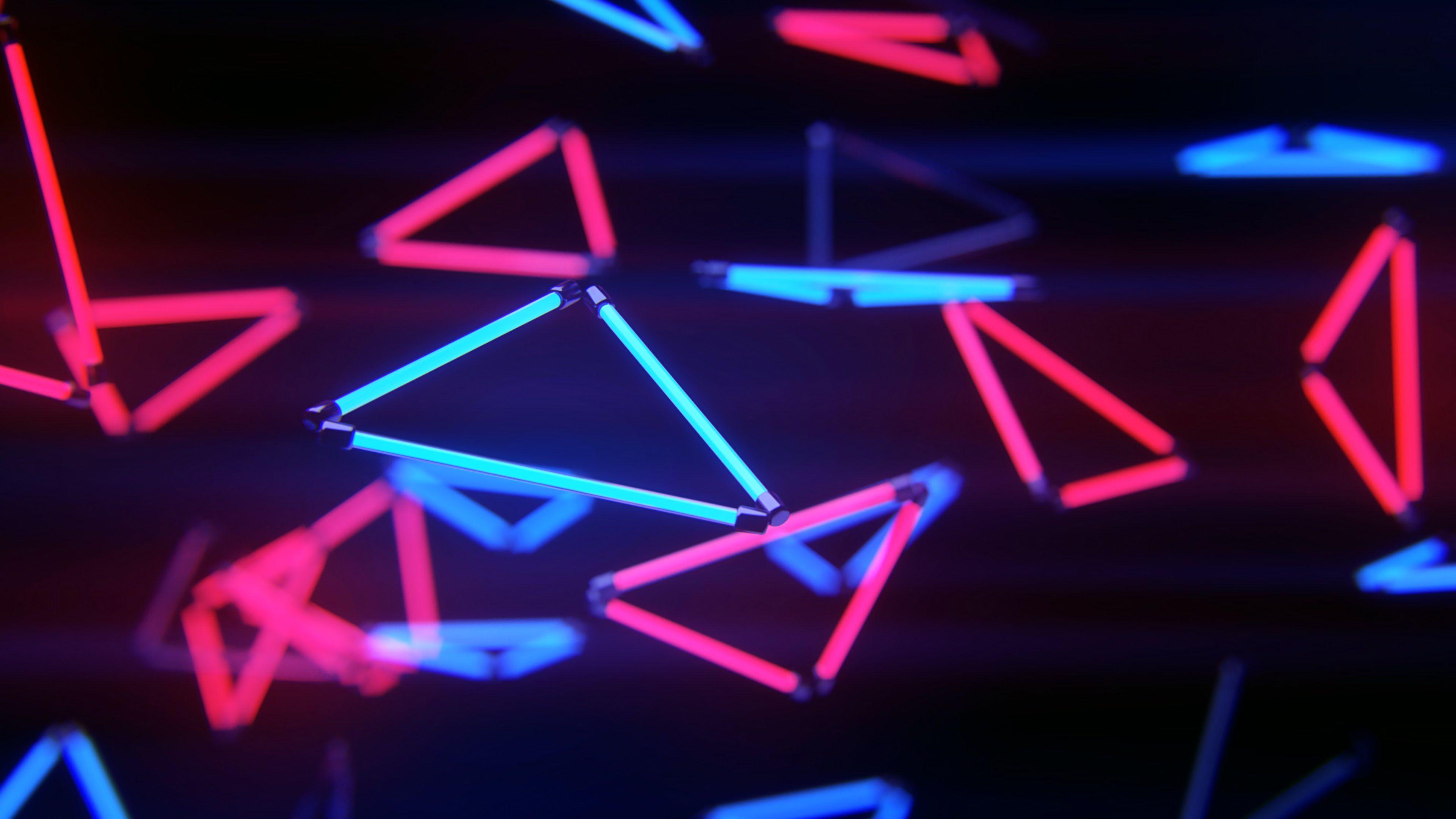 3840x2160 Neon triangular lights Wallpaper 4k Ultra HD