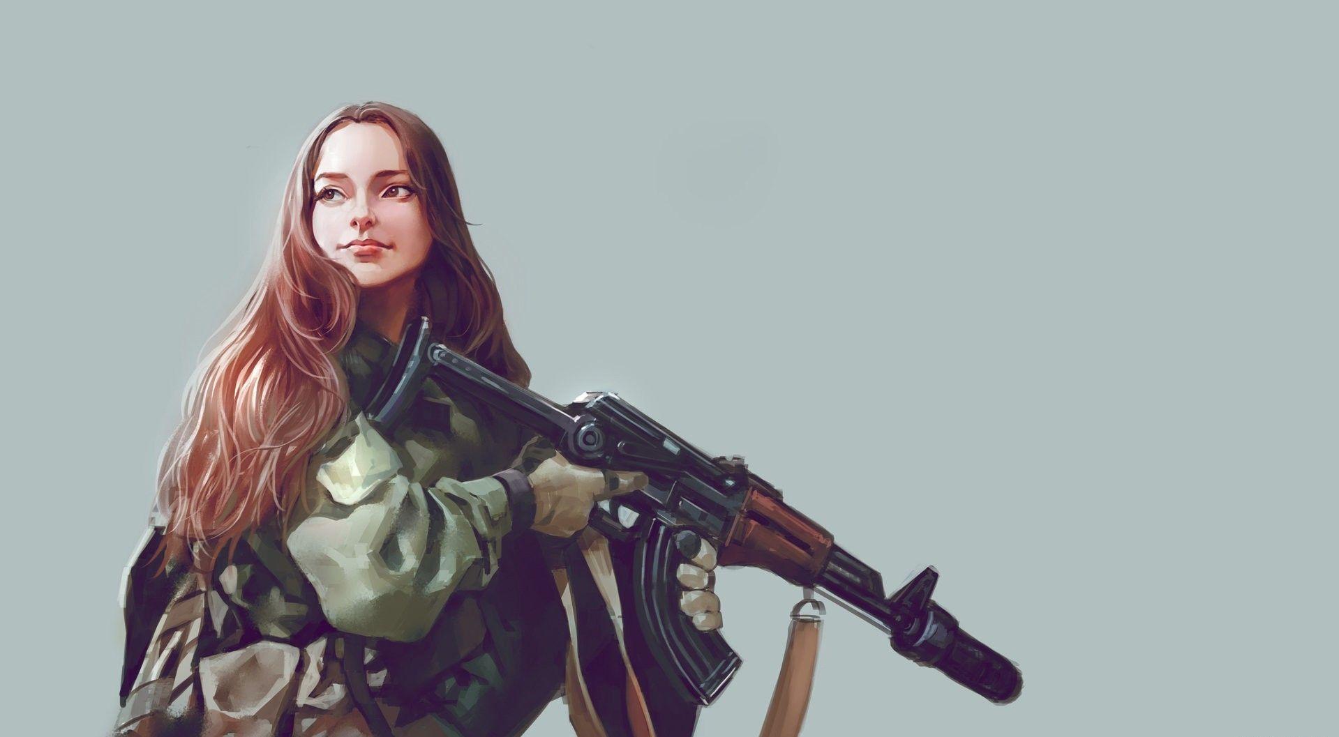 1919x1057 #weapon, #artwork, #women, #soldier, wallpaper