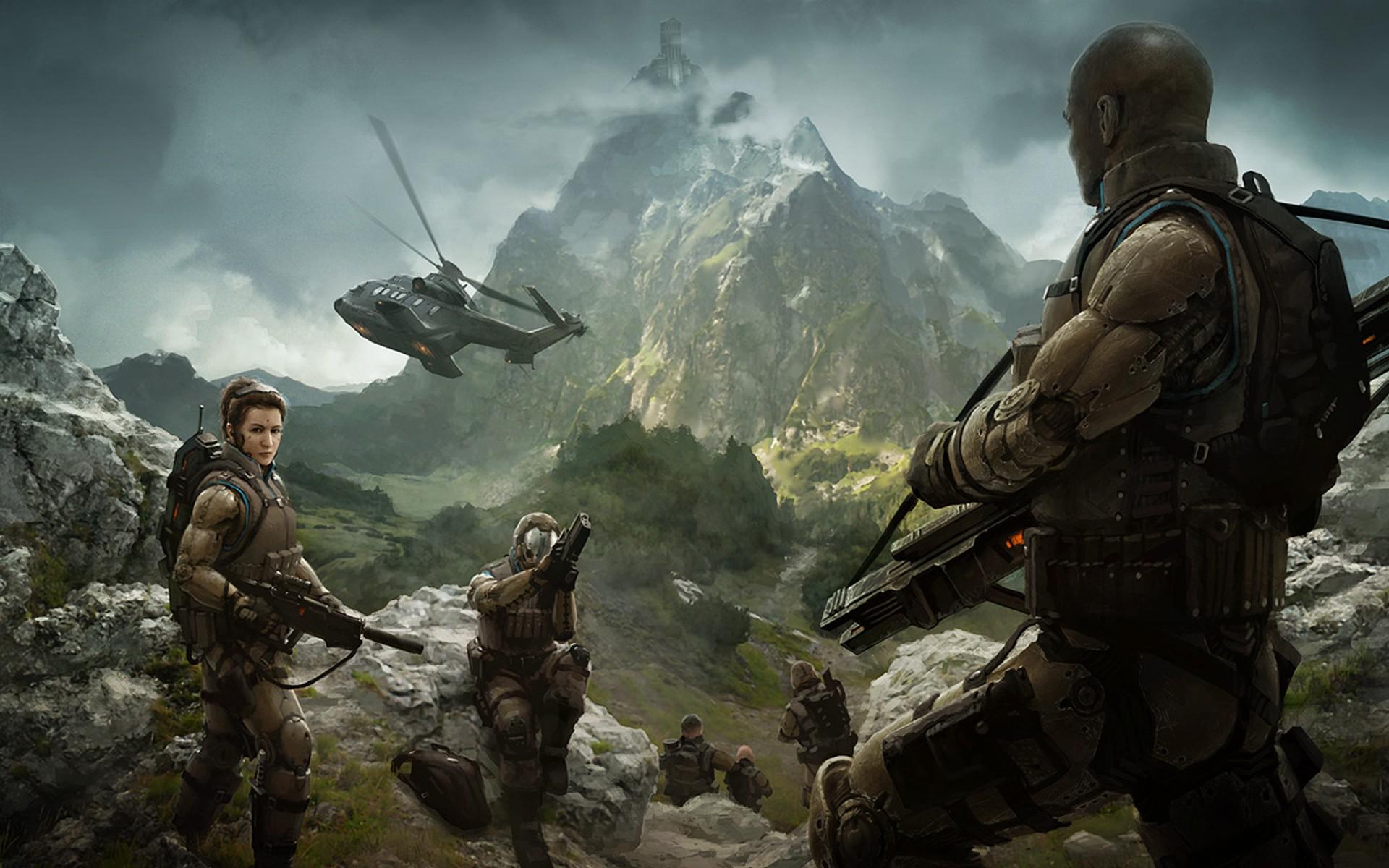 1920x1200 HD Women Soldiers Guns Army Concept Art Marek Okon HD