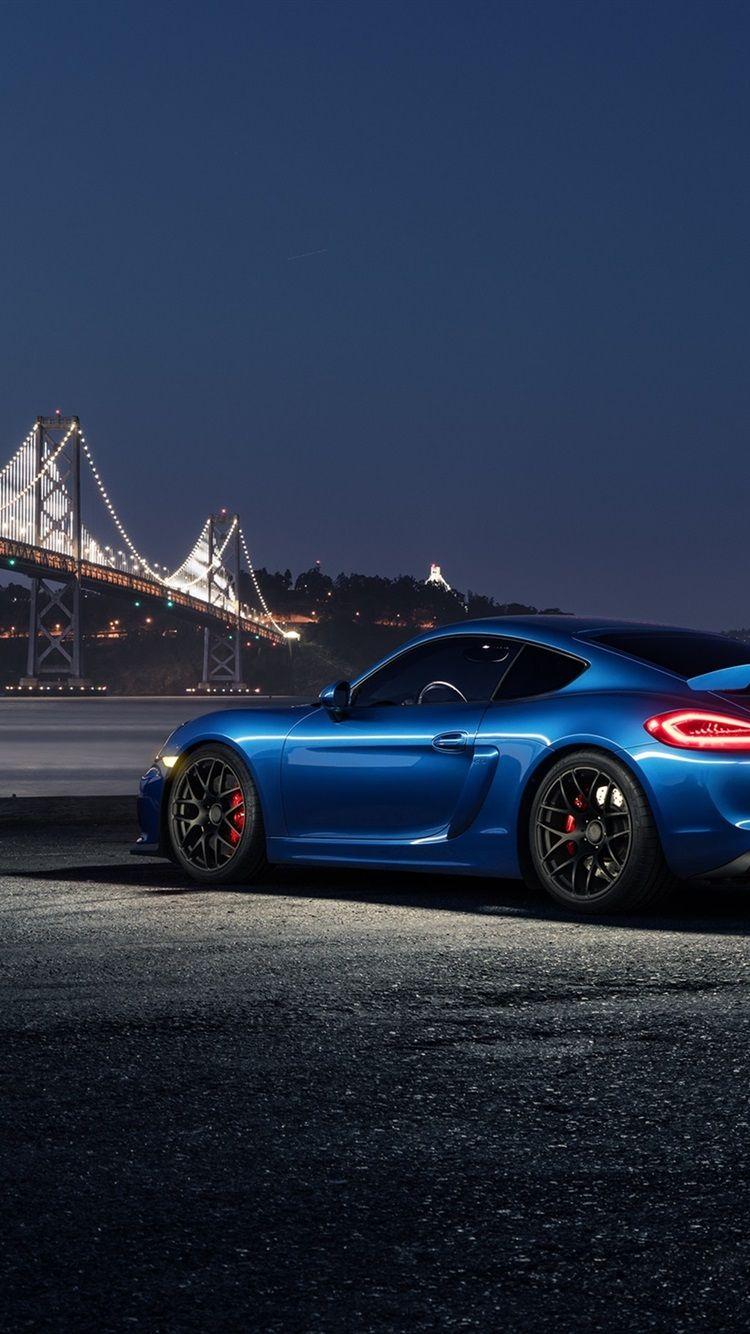 750x1334 Wallpaper Porsche Cayman GT4 blue car at night 2560x1600 HD