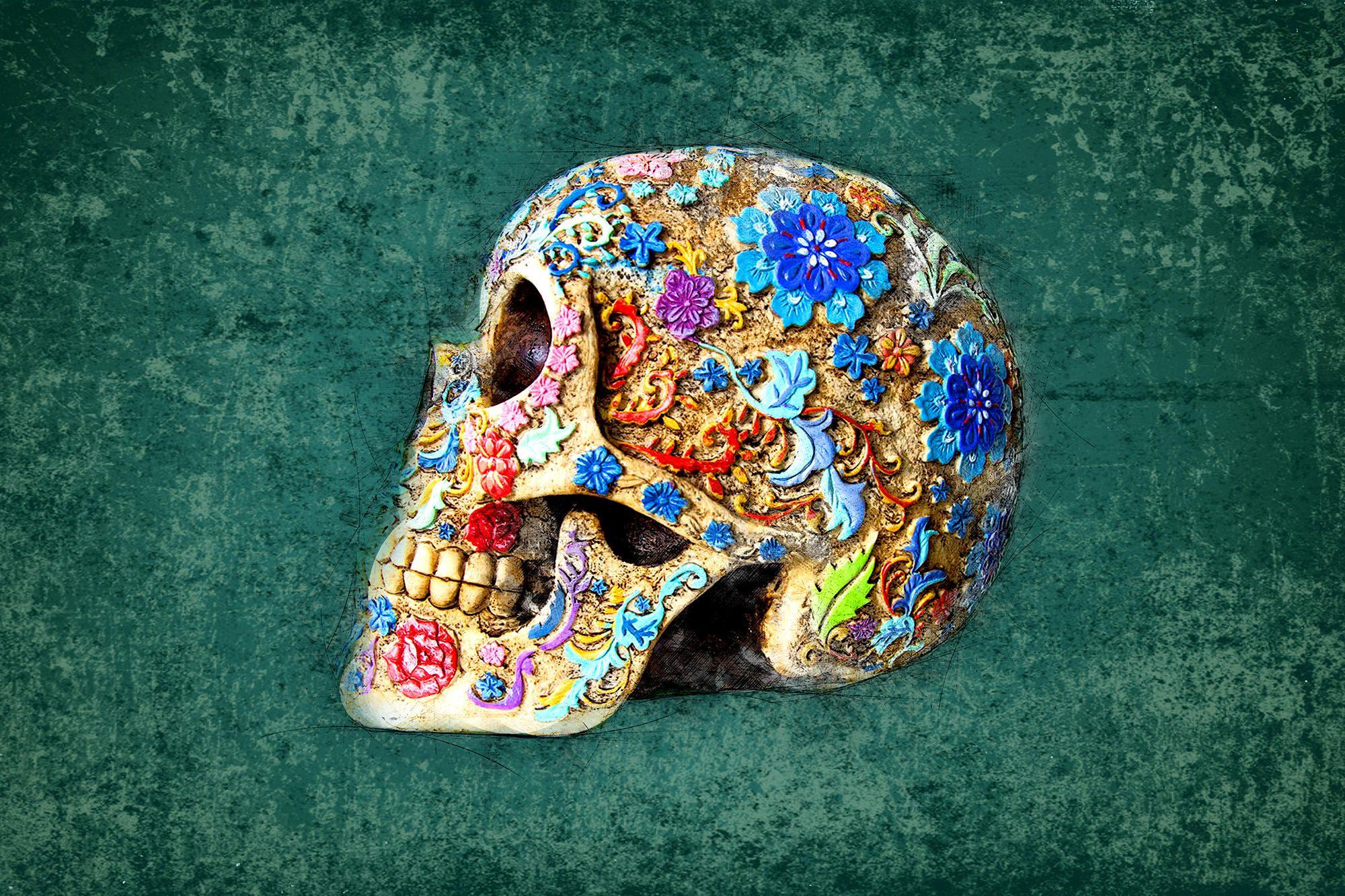 2000x1333 Wallpaper Colorful Skull