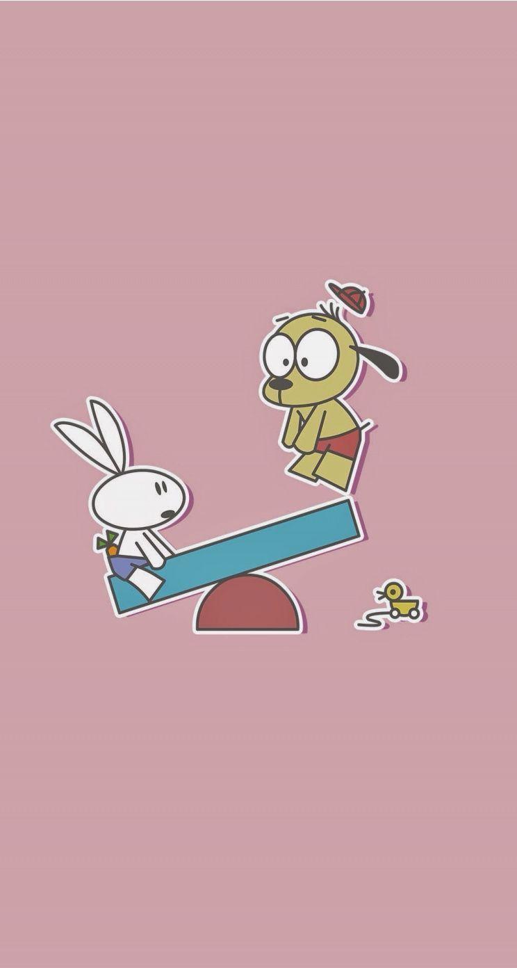 744x1392 Cute Cartoon Dog Wallpaper