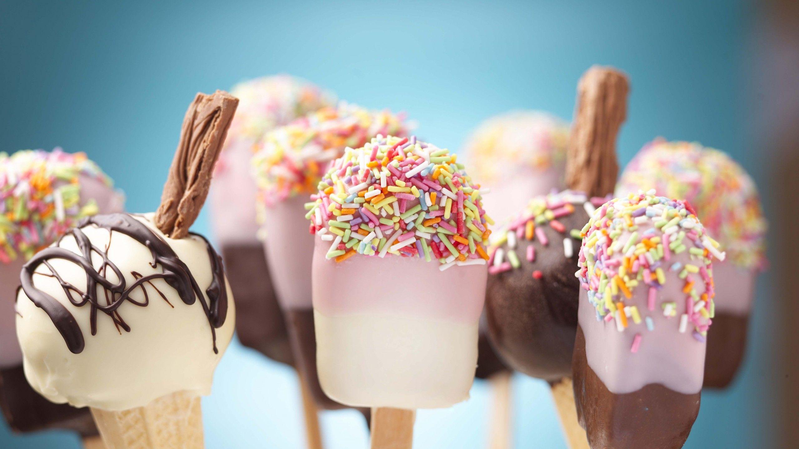 2560x1440 Wallpaper ice cream, cake pops, delicious, chocolate