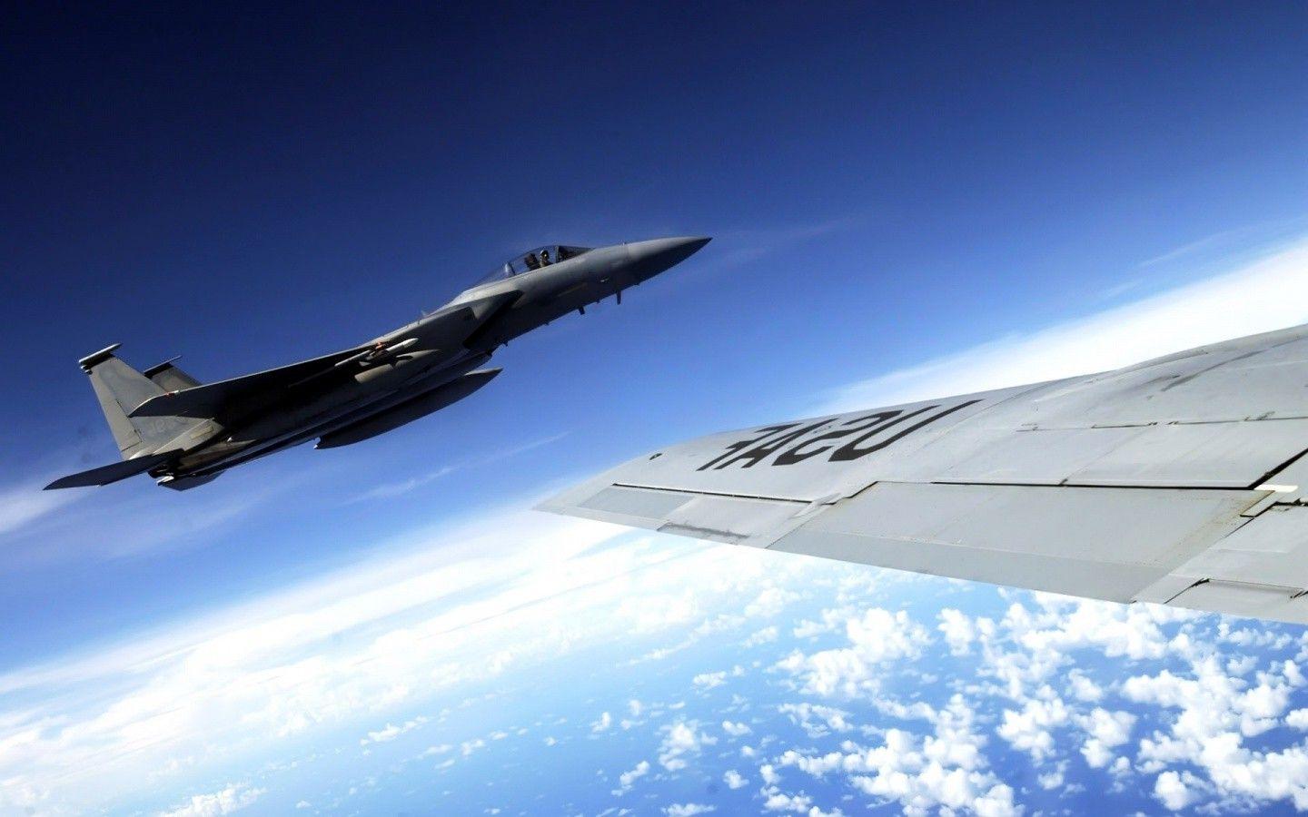 1440x900 airplane, Flying, Clouds, Pilot, War, Military, F 15 Eagle