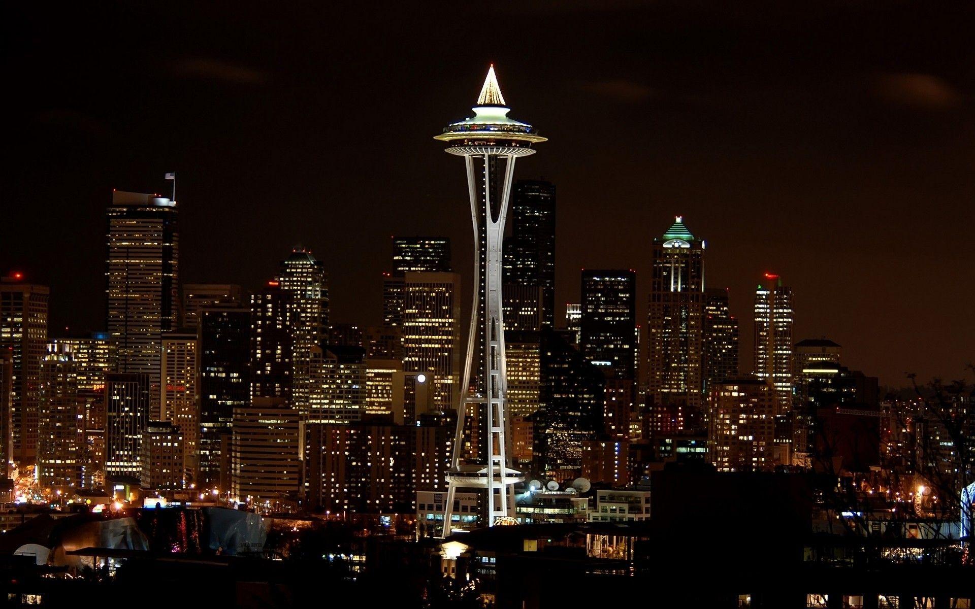 Seattle At Night Wallpapers Top Free Seattle At Night Backgrounds Wallpaperaccess