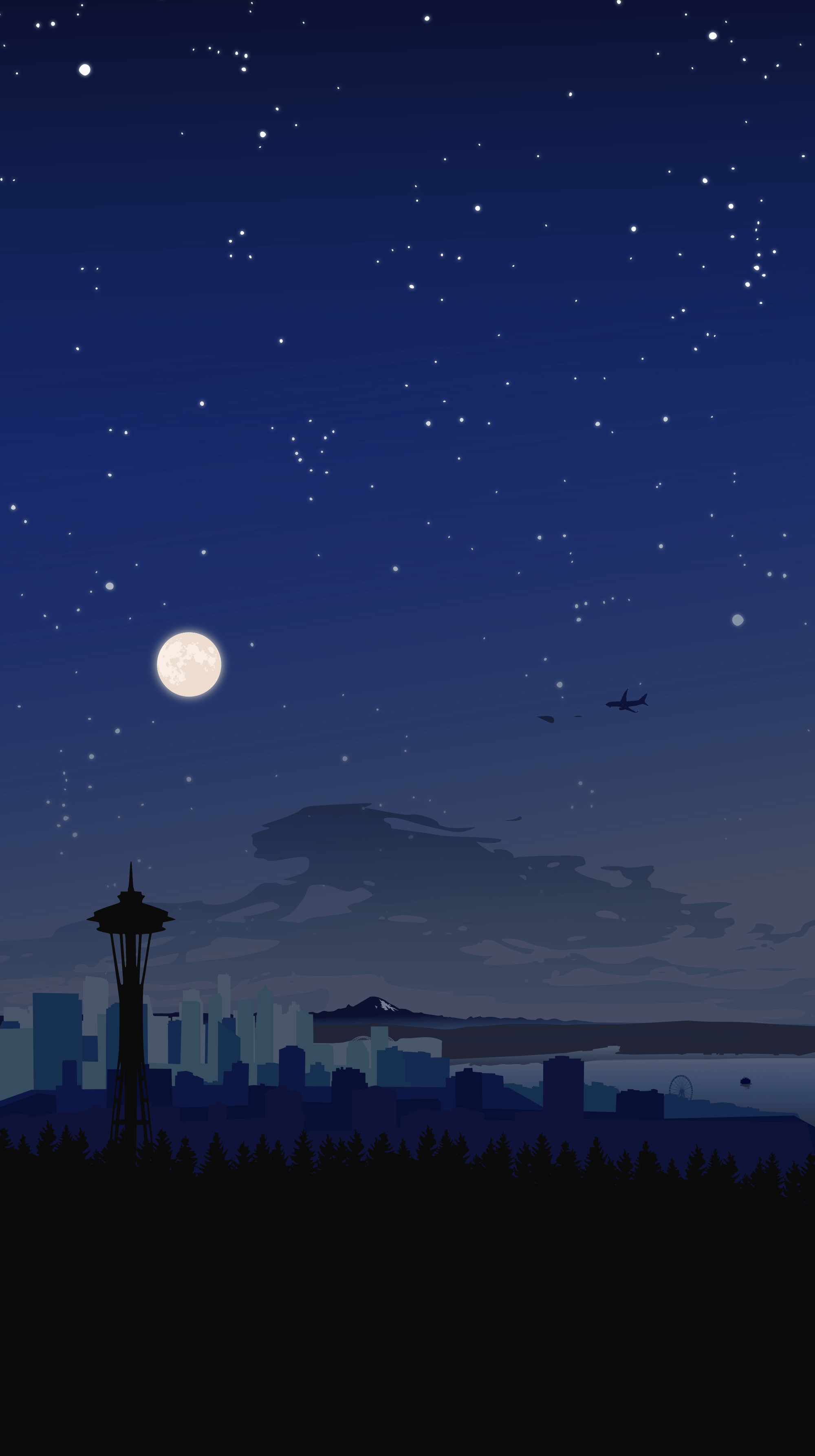 2000x3574 Night Seattle skyline wallpaper