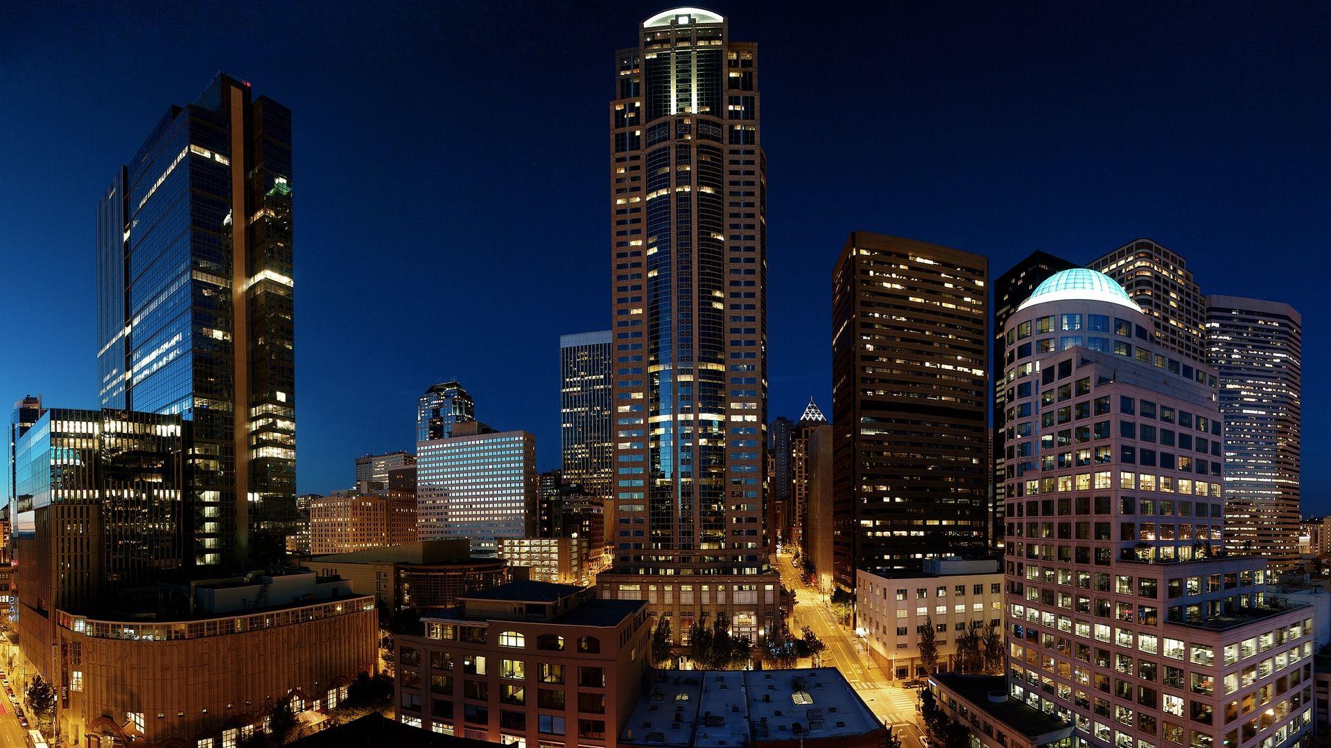 1920x1080 Download wallpaper 1920x1080 skyscrapers, night, seattle