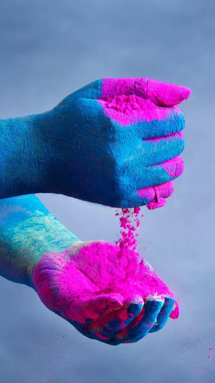 720x1280 Multicolor Holi Colors On Hand