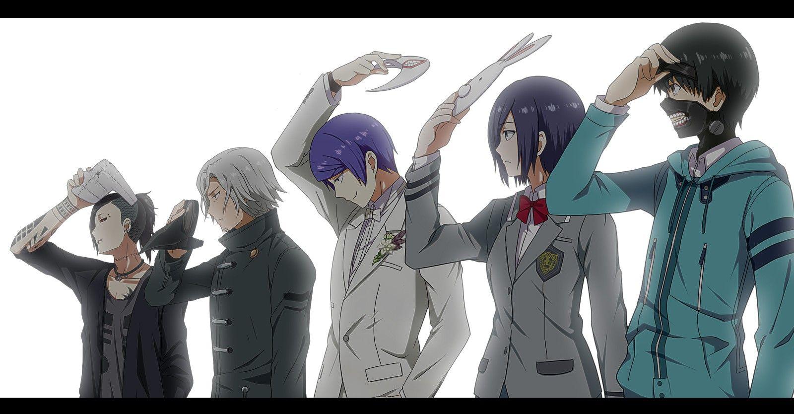 1600x834 Wallpaper : illustration, anime girls, anime boys, cartoon, Kaneki