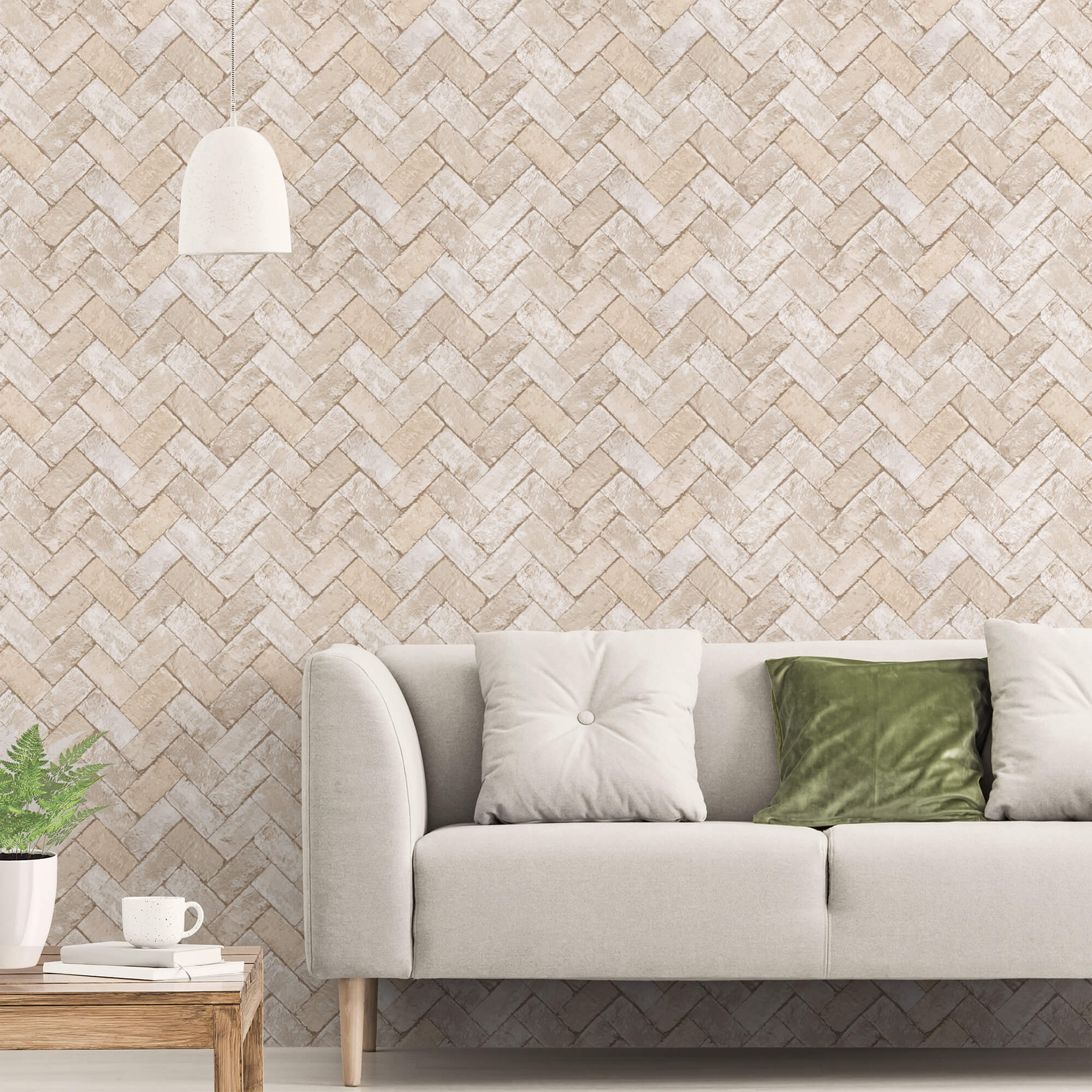 2000x2000 Herringbone Brick Beige Grey Wallpaper