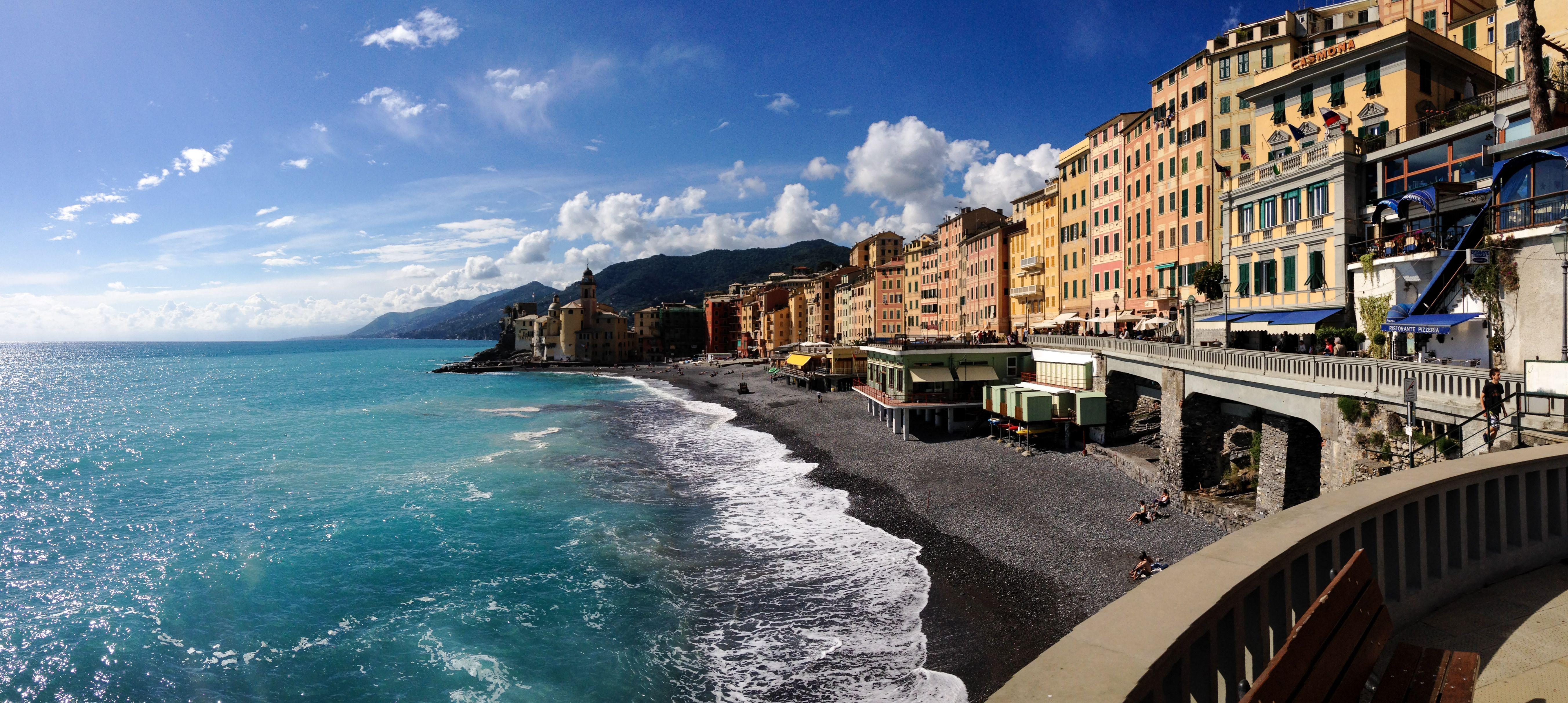 5408x2427 Beach in Liguria, Italy wallpaper and image