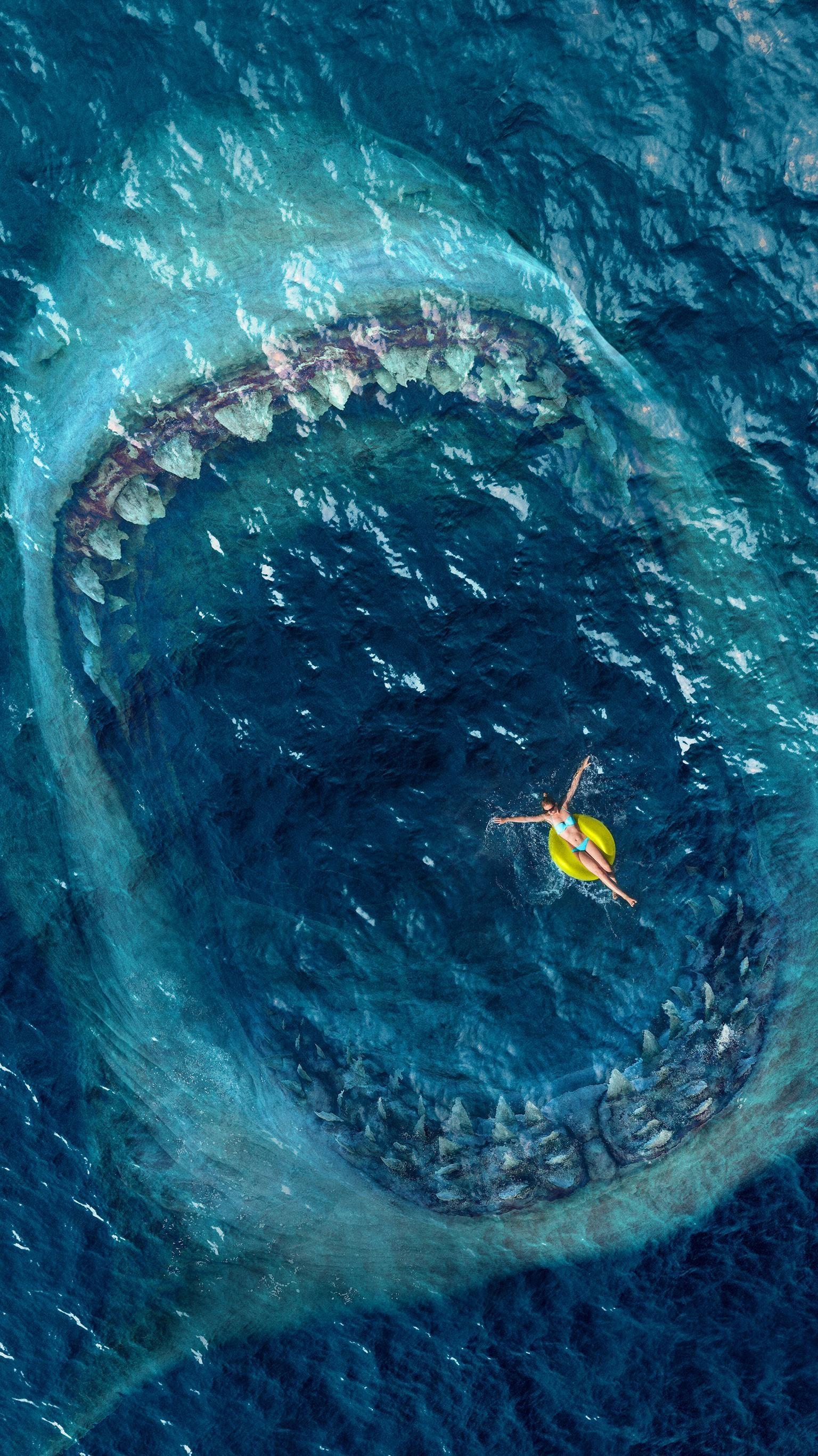 Hình nền điện thoại 1536x2732 The Meg (2018).  Phimmoi.  Đại dương rùng rợn, Nghệ thuật tưởng tượng đen tối, Nghệ thuật cá mập