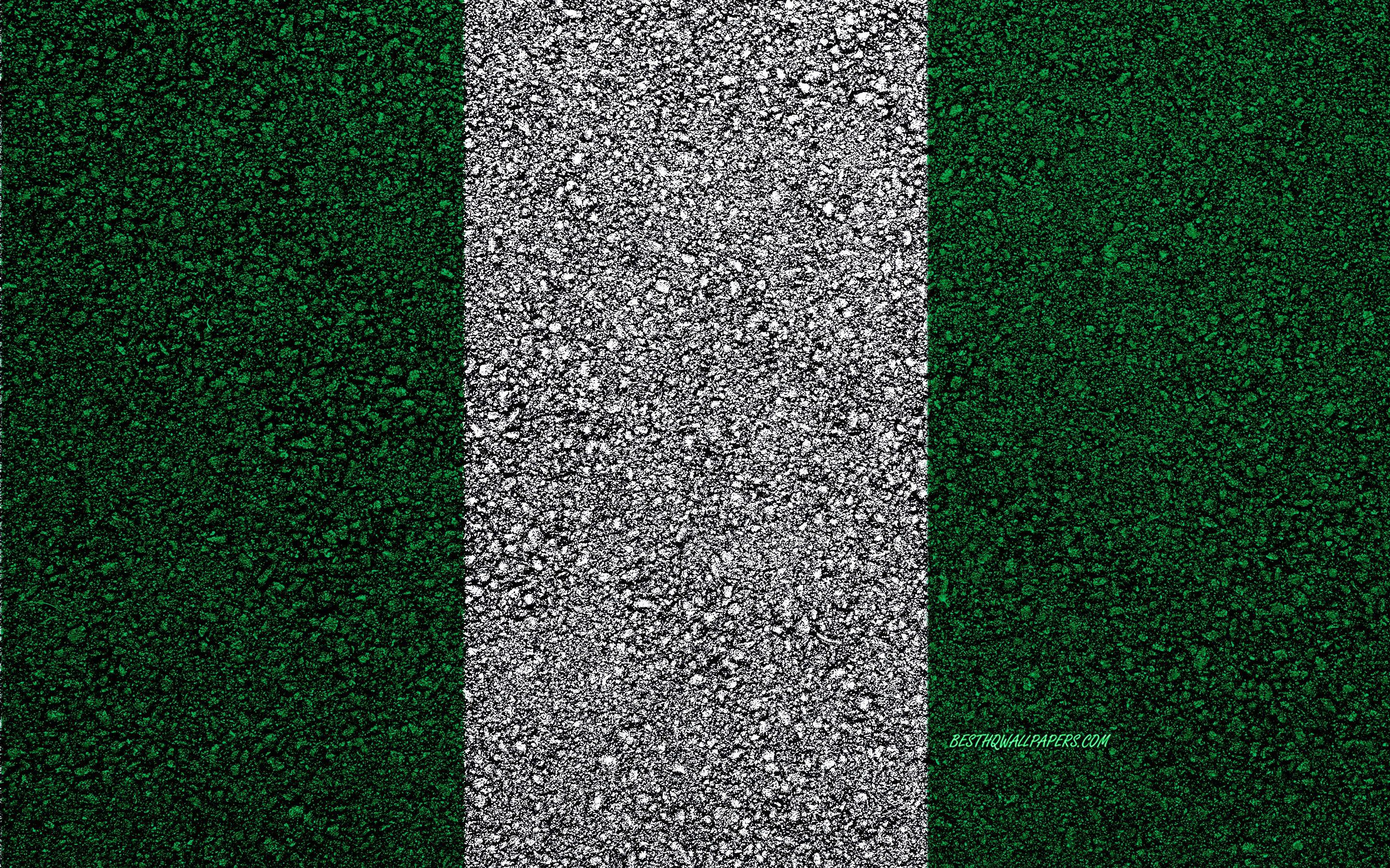 2880x1800 Download wallpaper Flag of Nigeria, asphalt texture, flag