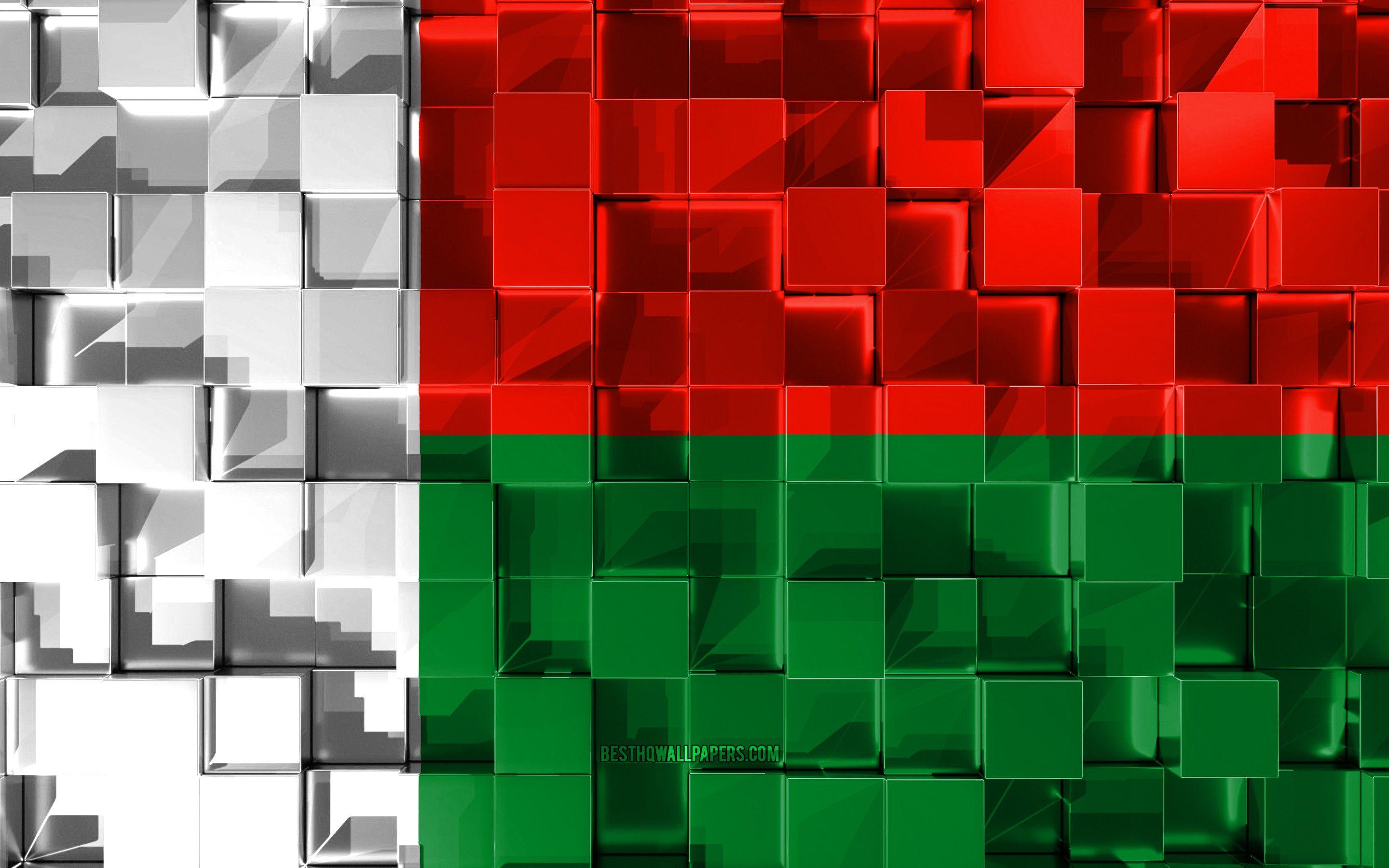 2880x1800 Download wallpaper Flag of Madagascar, 3D flag, 3D cubes