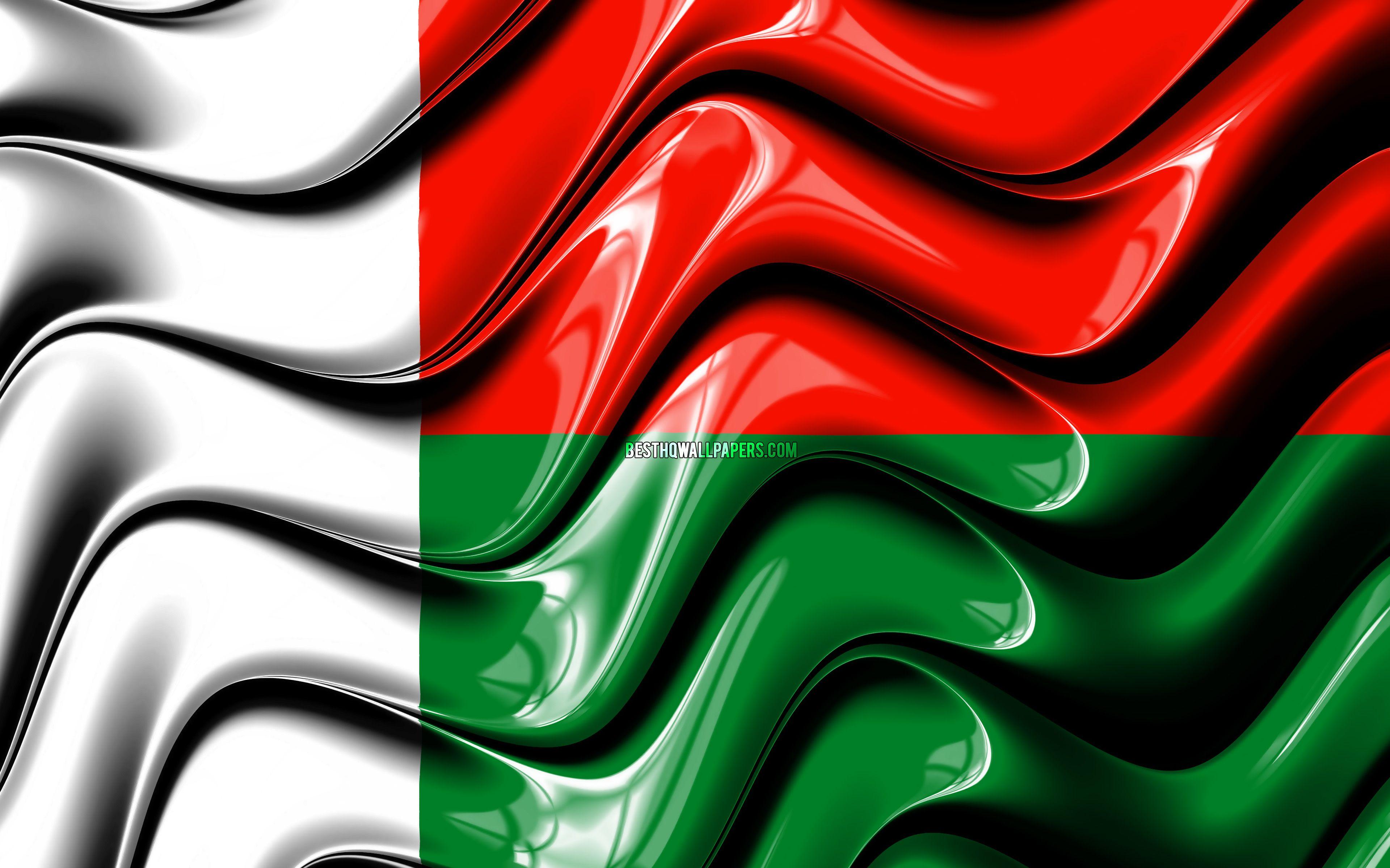 3840x2400 Download wallpaper Madagascar flag, 4k, Africa, national