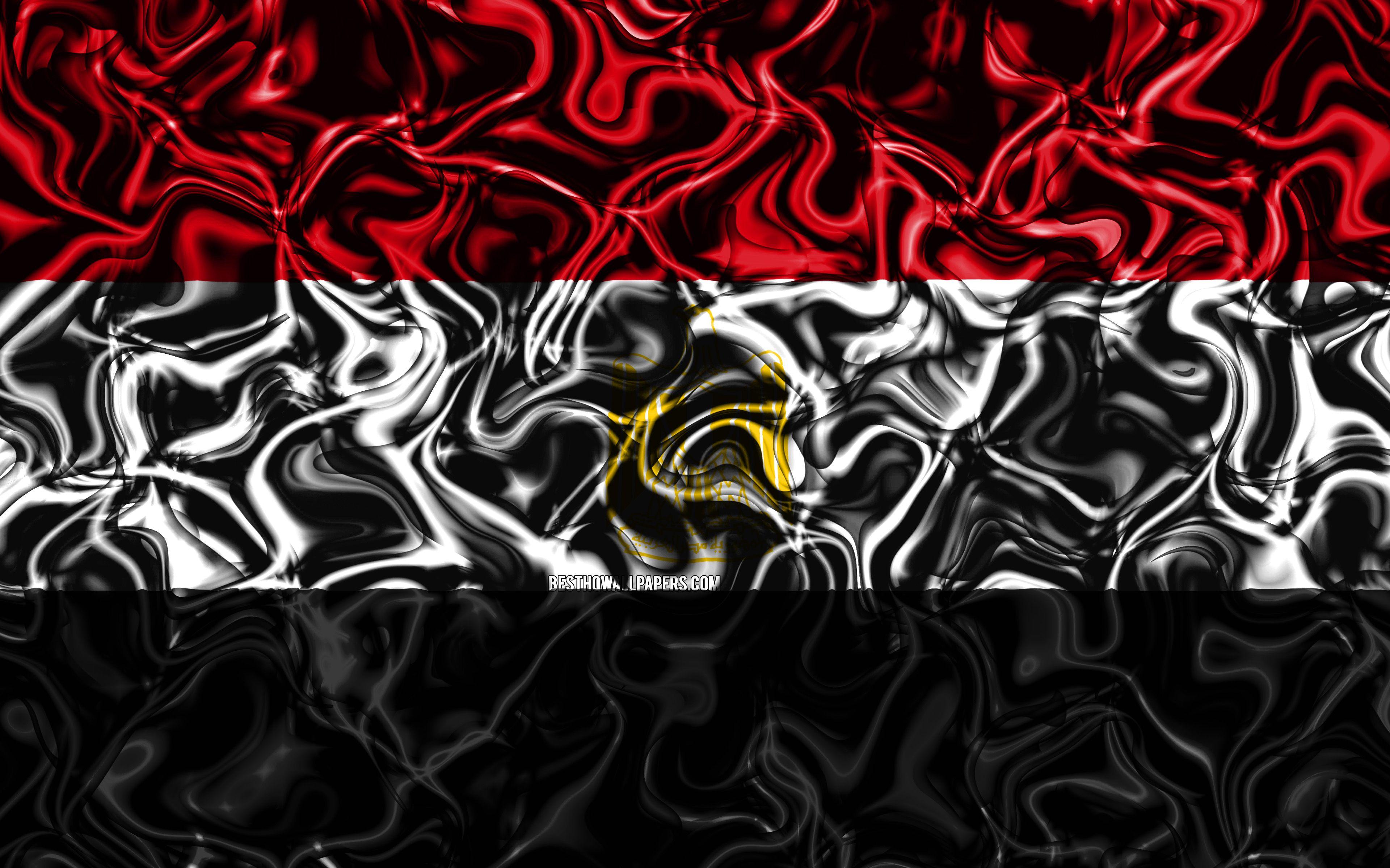 3840x2400 Download wallpaper 4k, Flag of Egypt, abstract smoke