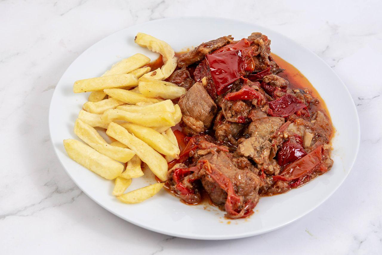 1280x853 Desktop Wallpaper finger chips Food Plate Meat products