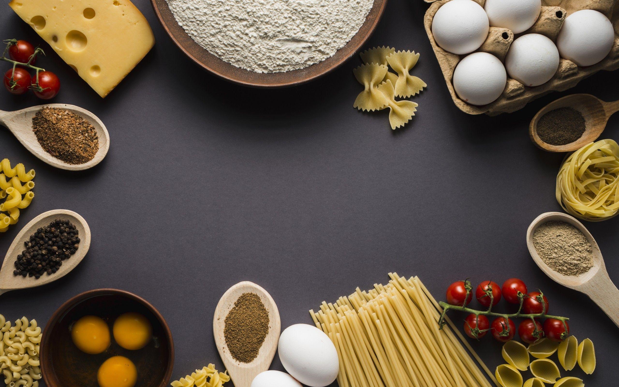 2560x1600 Download 2560x1600 Spices, Noodle, Cheese, Eggs, Tomato