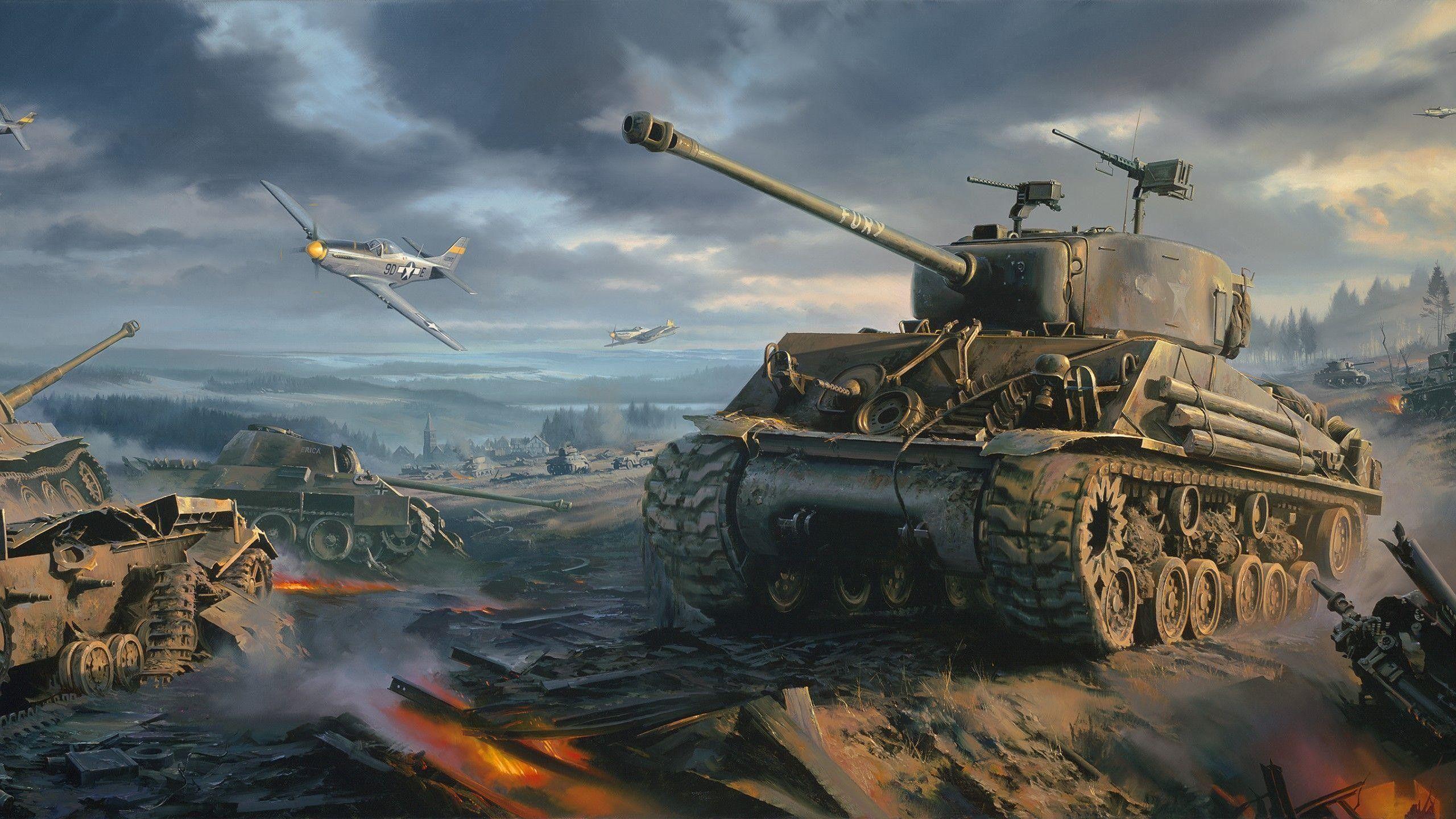 2560x1440 WW2 Tank Wallpaper