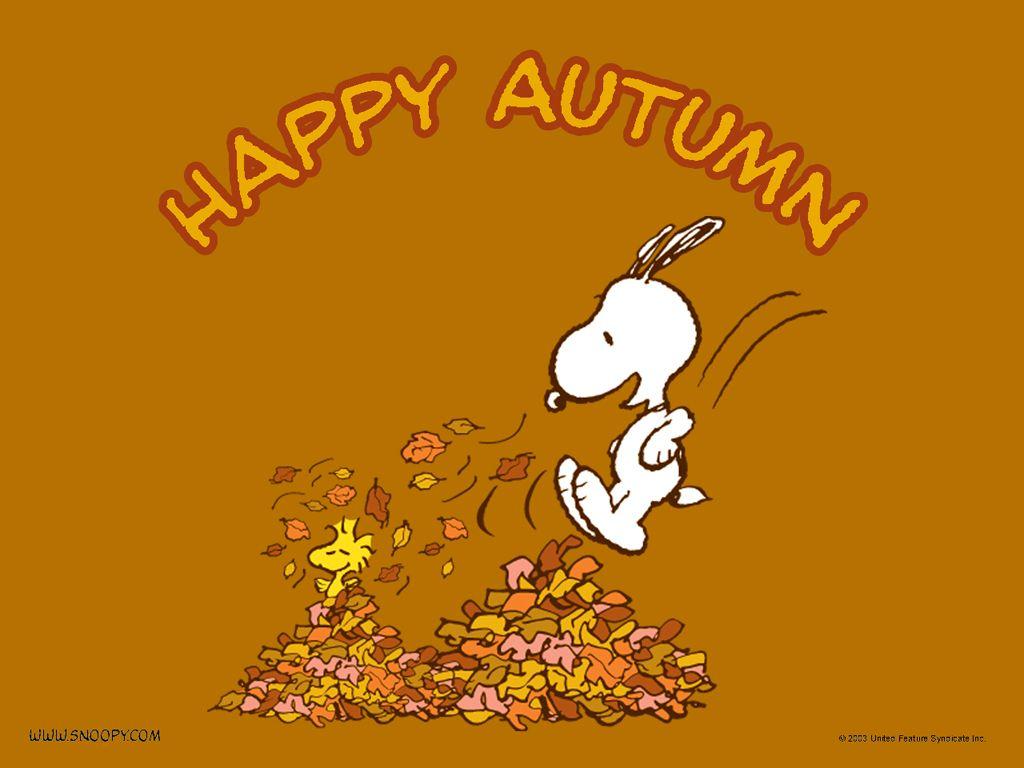 1024x768 Snoopy happy Autumn