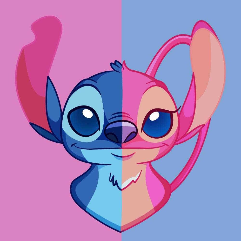 1000x1000 Cute Stitch And Angel Art Wallpaper